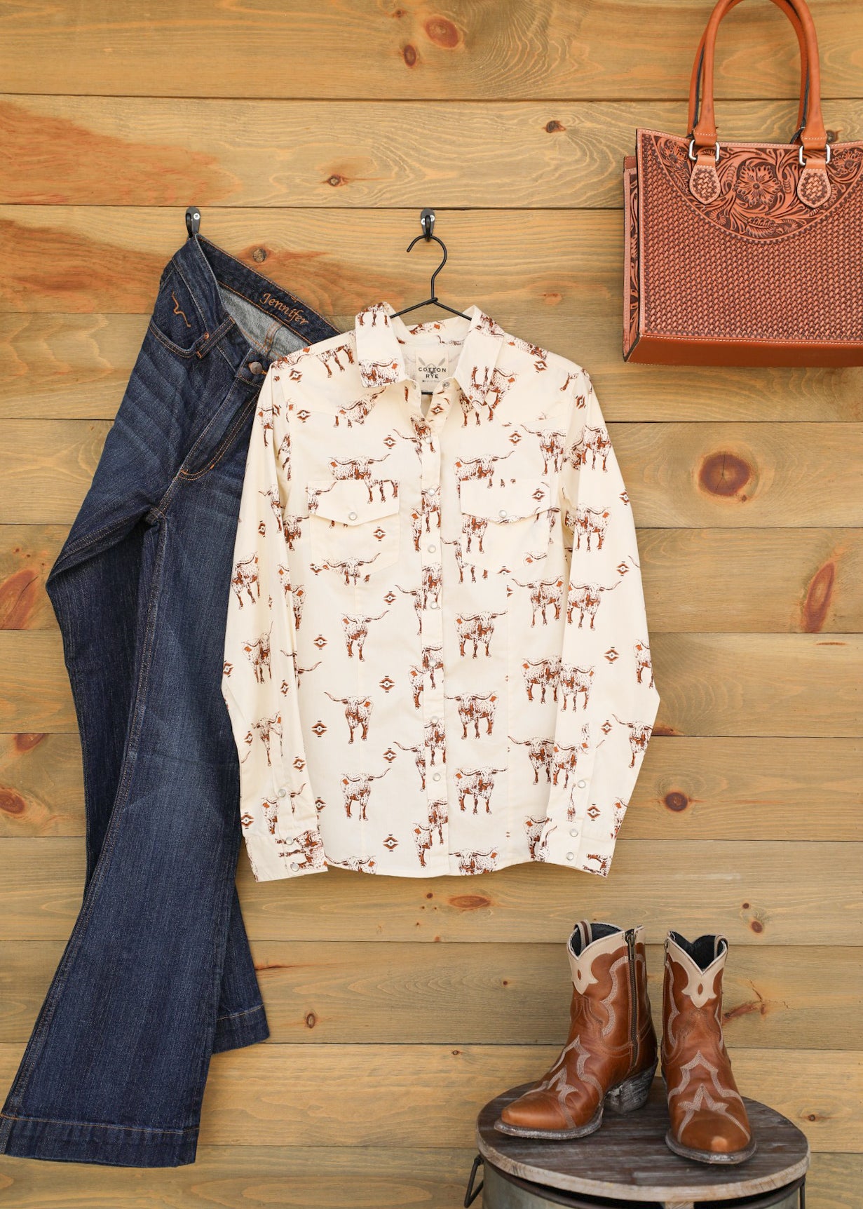 Longhorn Pearl Snap Top-Crooked Horn Company, Online Women's Fashion Boutique in San Tan Valley, Arizona 85140