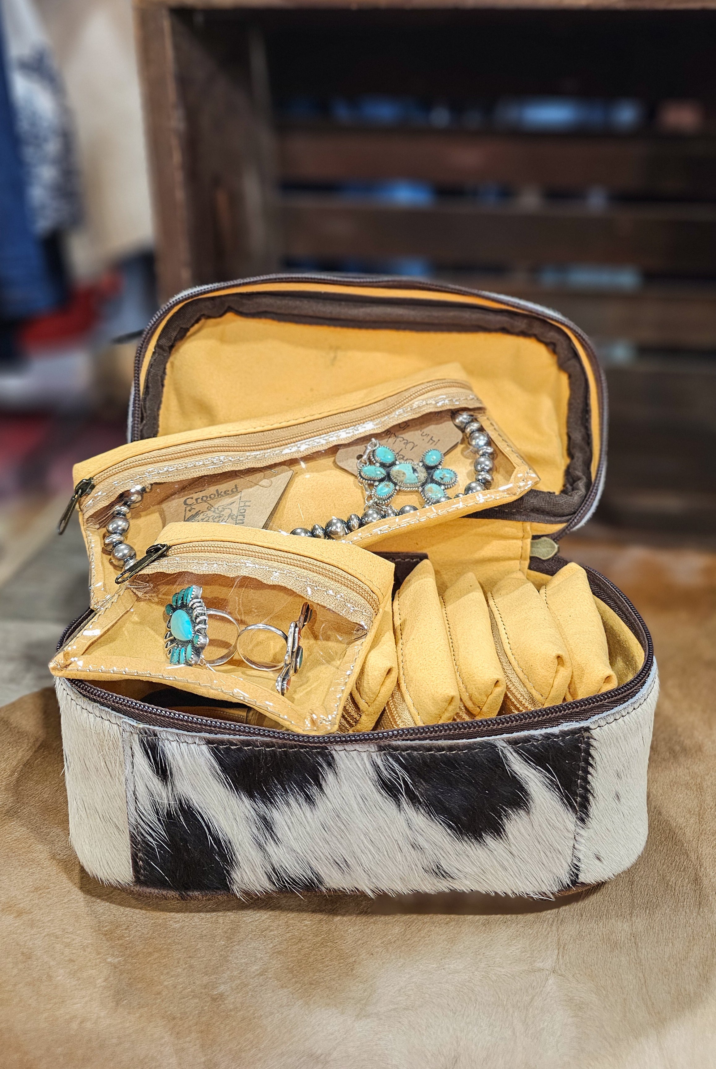 Cowhide Jewelry Organizer-Purses/Bags-Crooked Horn Company, Online Women's Fashion Boutique in San Tan Valley, Arizona 85140