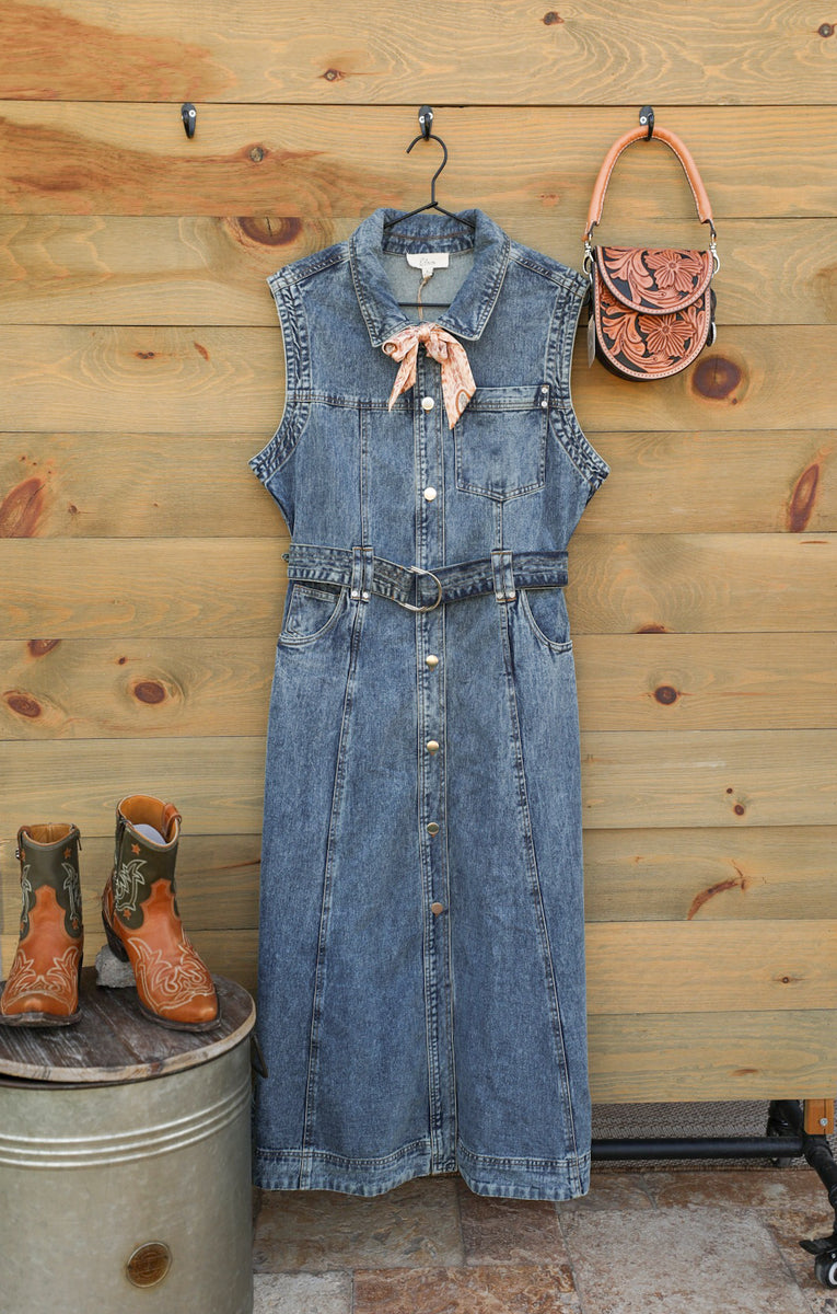 denim sleevless dress Marion Sleeveless Collared Customized NS4487 Beautiful Black derby- while the front pockets Size:free size