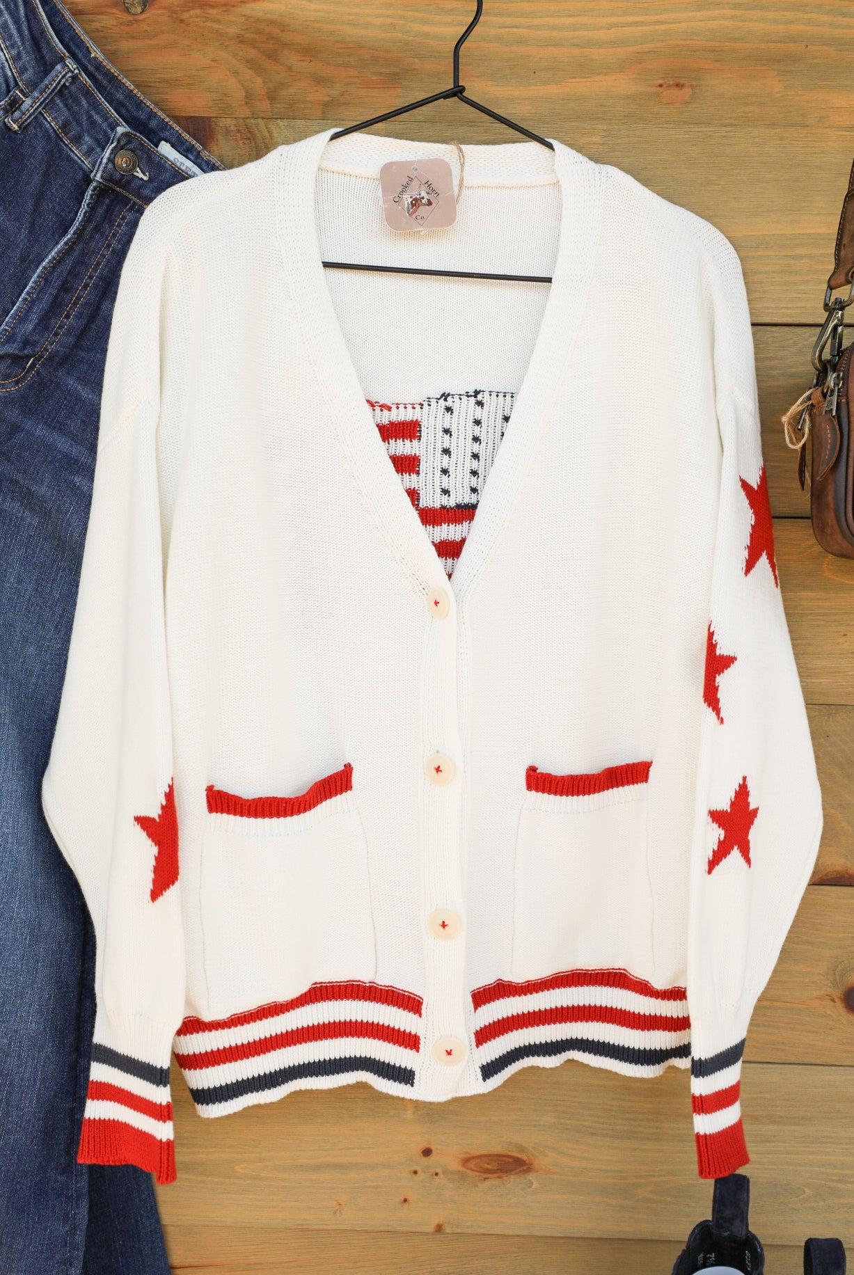 Stars & Stripes Cardigan-Jacket-Crooked Horn Company, Online Women's Fashion Boutique in San Tan Valley, Arizona 85140
