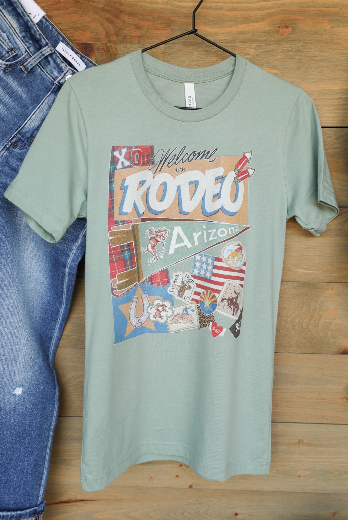 Arizona Pennant Patch Tee-Crooked Horn Company, Online Women's Fashion Boutique in San Tan Valley, Arizona 85140