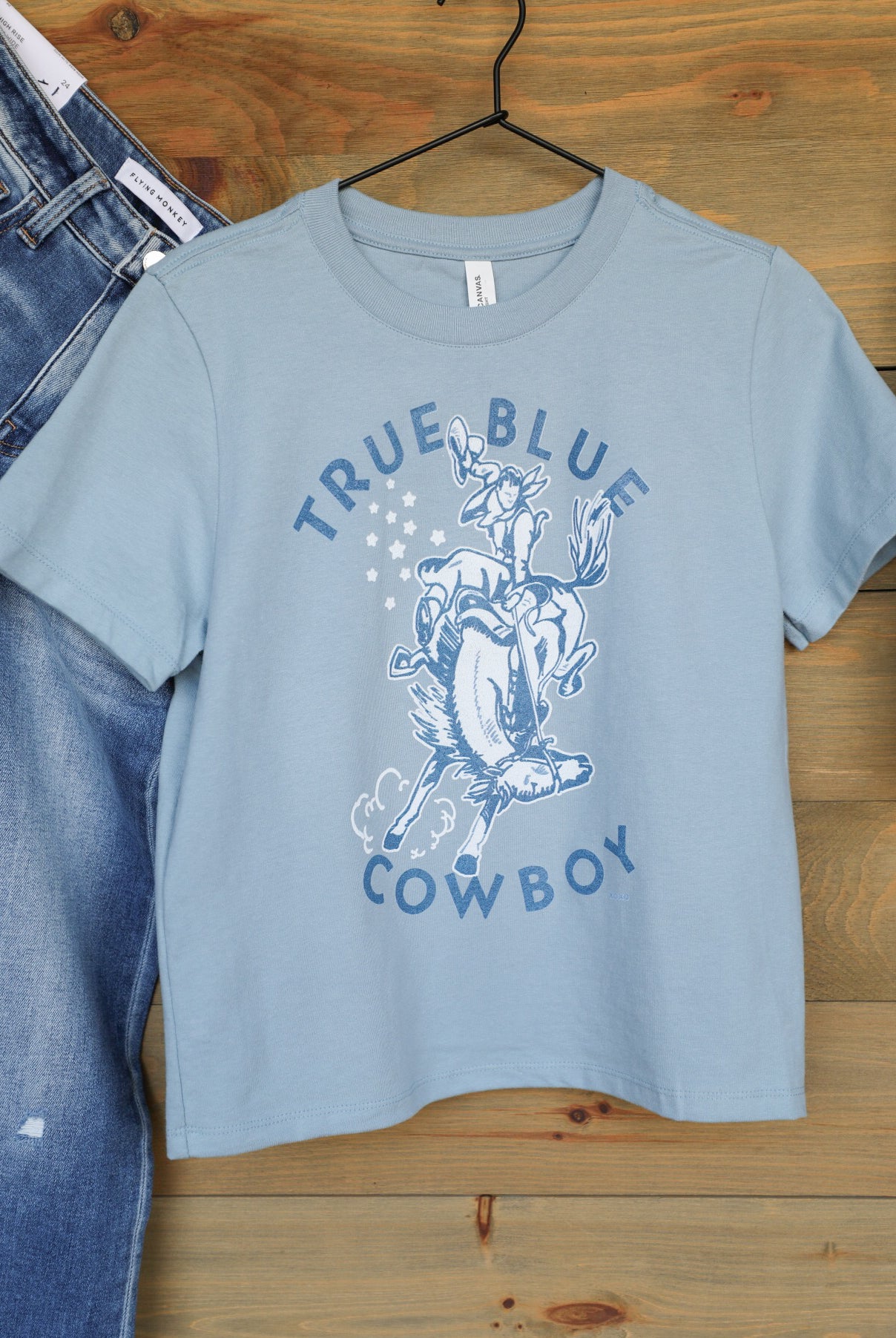 True Blue Cowboy Tee-Crooked Horn Company, Online Women's Fashion Boutique in San Tan Valley, Arizona 85140