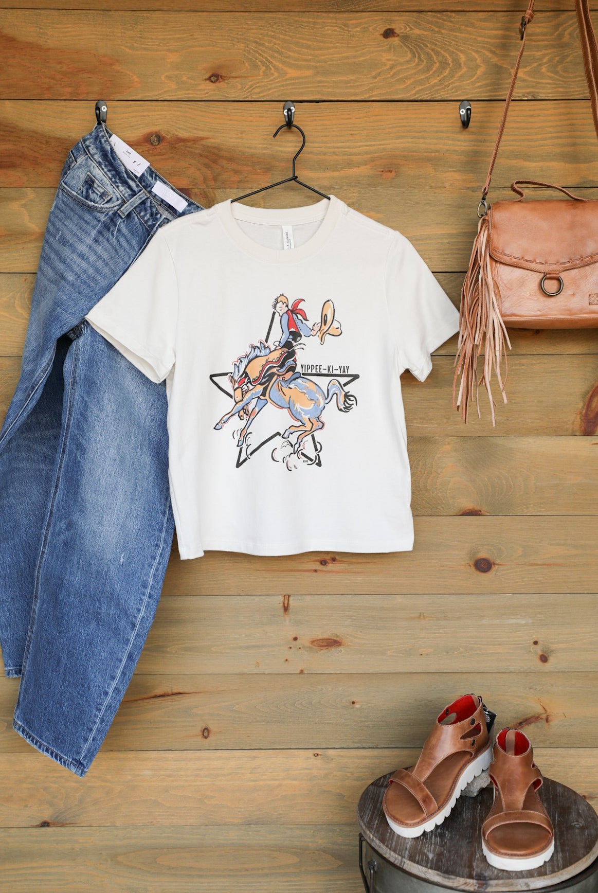Yippie Ki Yay Star Tee-Crooked Horn Company, Online Women's Fashion Boutique in San Tan Valley, Arizona 85140