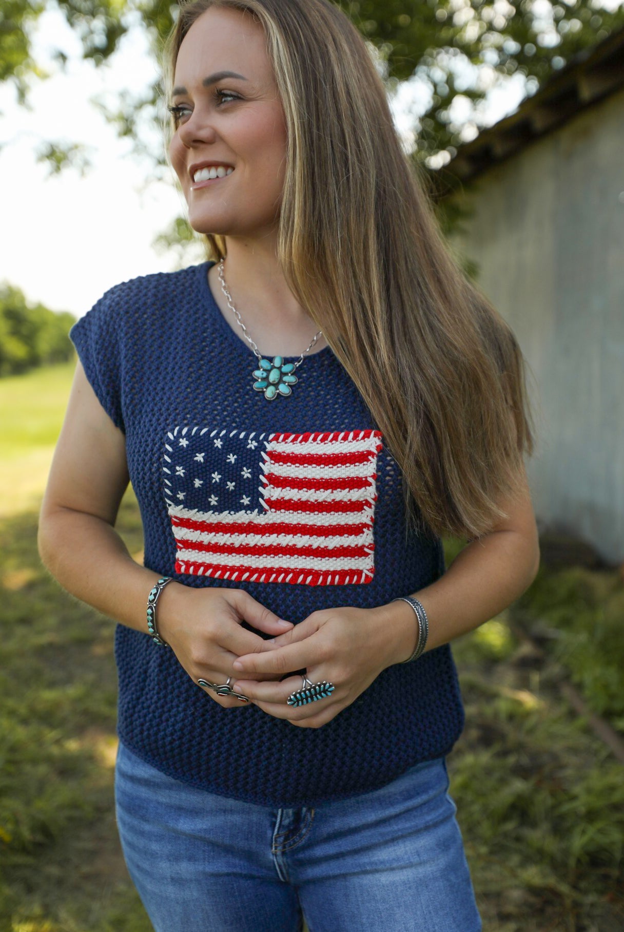 Stars & Stripes Top-Shirts-Crooked Horn Company, Online Women's Fashion Boutique in San Tan Valley, Arizona 85140
