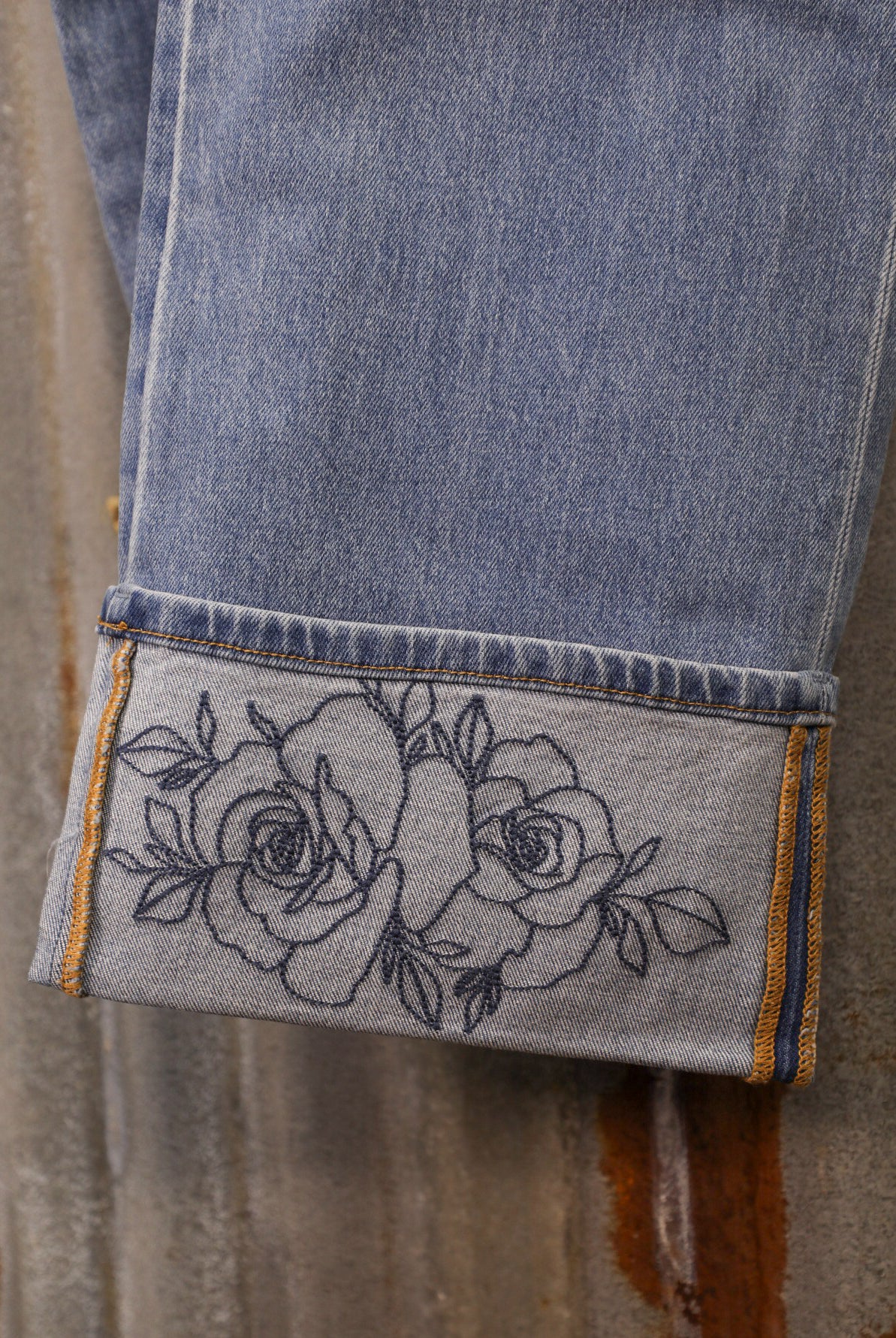 Rowdy Rose Cuff Jeans-Pants-Crooked Horn Company, Online Women's Fashion Boutique in San Tan Valley, Arizona 85140