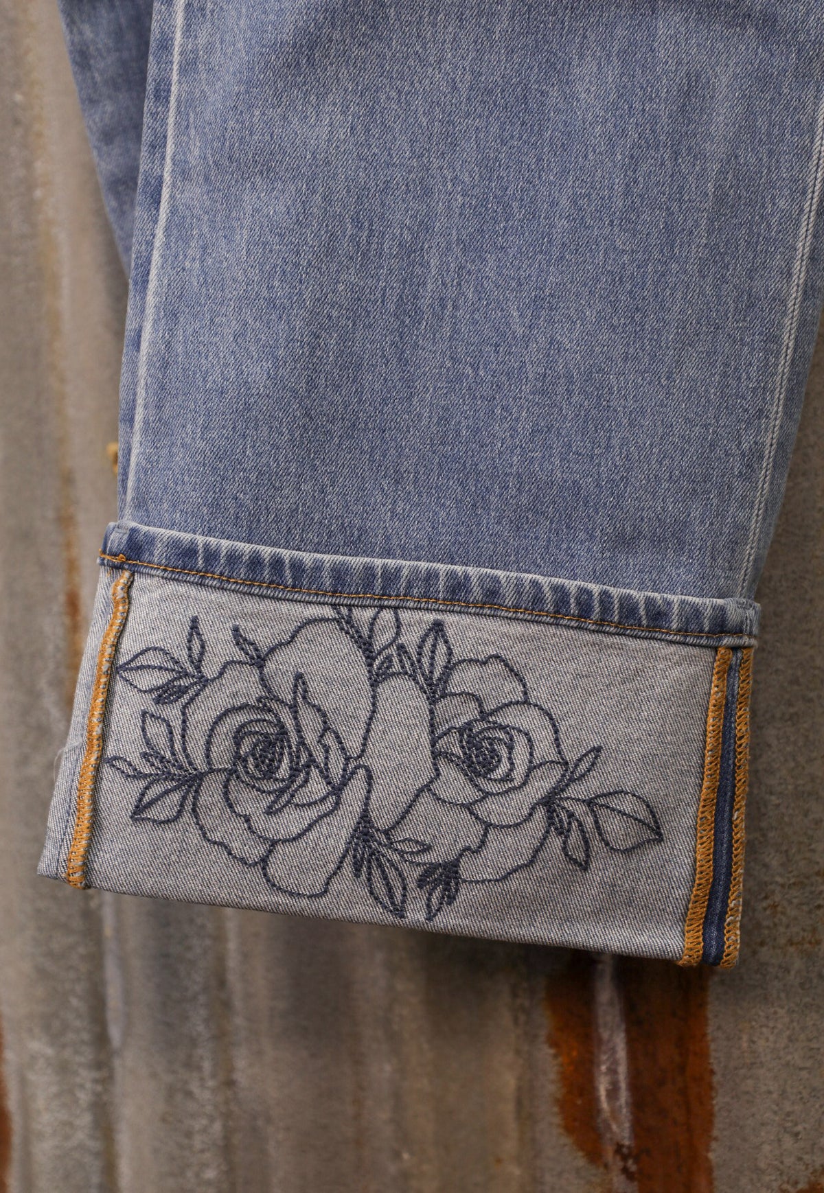 Rowdy Rose Cuff Jeans-Pants-Crooked Horn Company, Online Women's Fashion Boutique in San Tan Valley, Arizona 85140