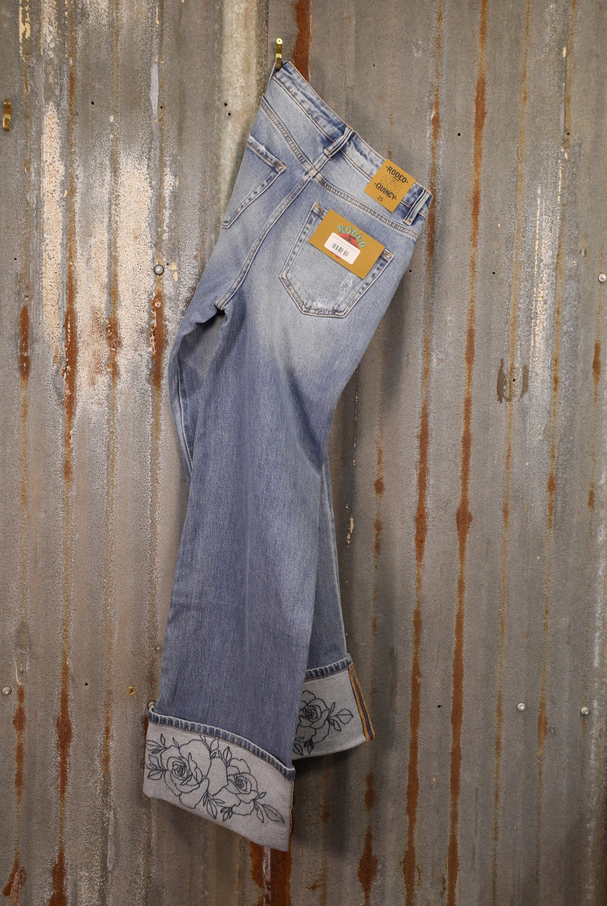 Rowdy Rose Cuff Jeans-Pants-Crooked Horn Company, Online Women's Fashion Boutique in San Tan Valley, Arizona 85140