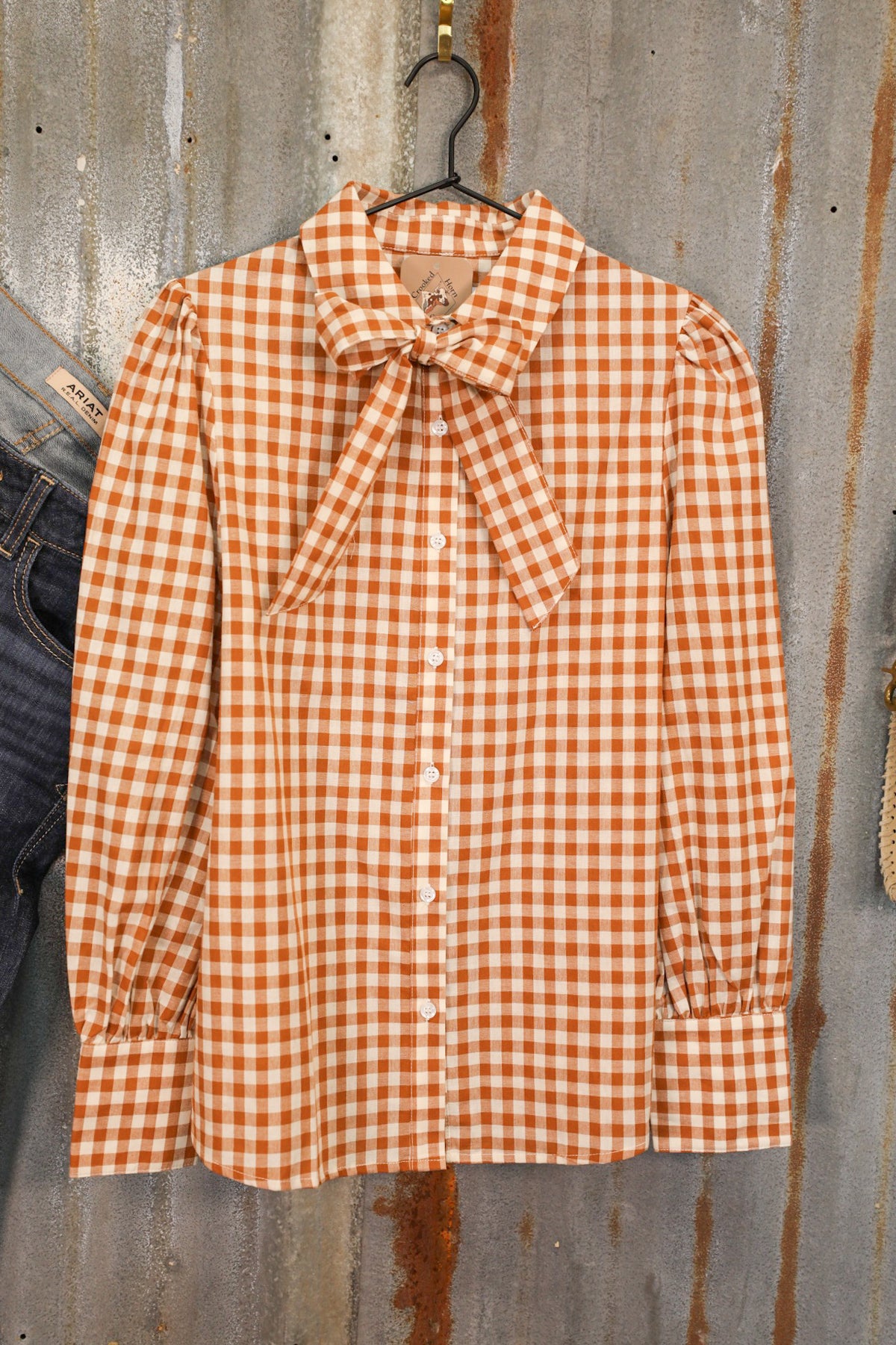 Ginger Gingham Top-Shirts-Crooked Horn Company, Online Women's Fashion Boutique in San Tan Valley, Arizona 85140