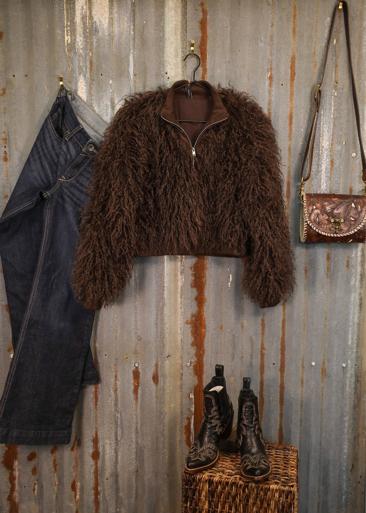 Luxe Cowgirl Faux Fur Jacket-Jacket-Crooked Horn Company, Online Women's Fashion Boutique in San Tan Valley, Arizona 85140