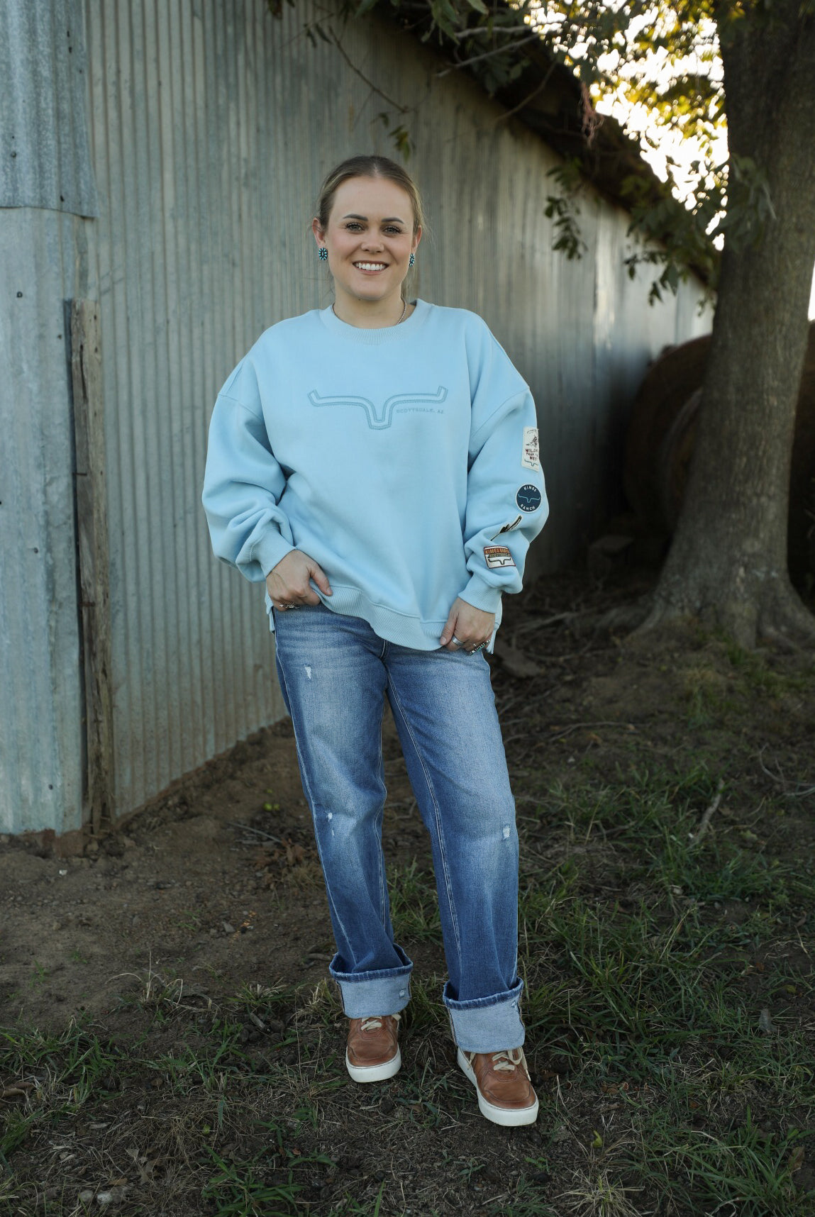 Saguaro Patch Sweatshirt-Shirts-Crooked Horn Company, Online Women's Fashion Boutique in San Tan Valley, Arizona 85140