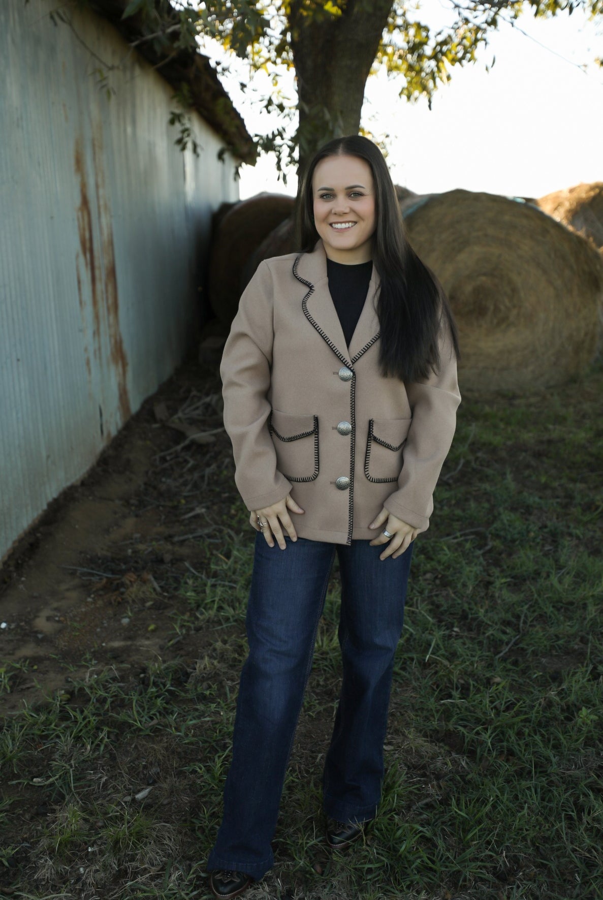 Whipstitch Blazer-Jacket-Crooked Horn Company, Online Women's Fashion Boutique in San Tan Valley, Arizona 85140