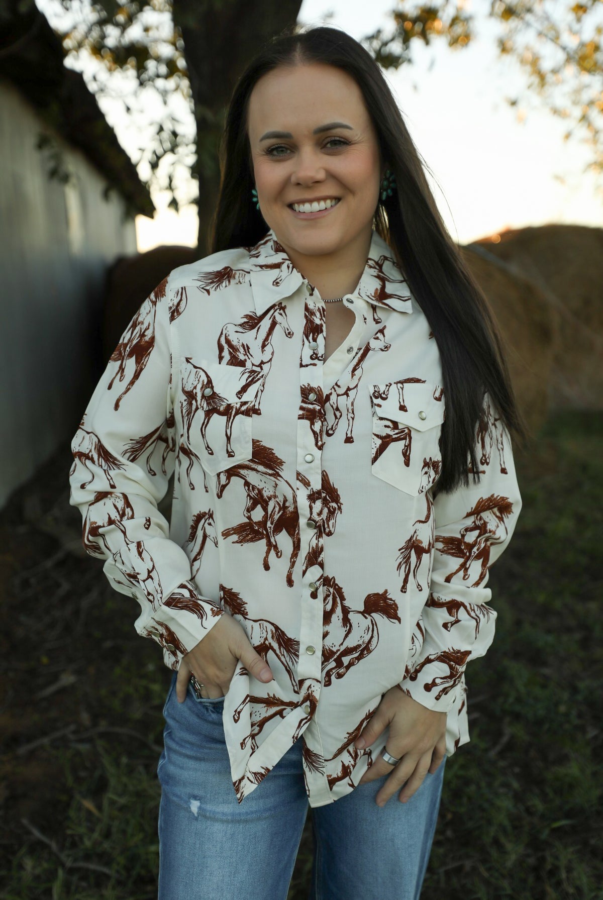 Stunner Stallion Top-Shirts-Crooked Horn Company, Online Women's Fashion Boutique in San Tan Valley, Arizona 85140