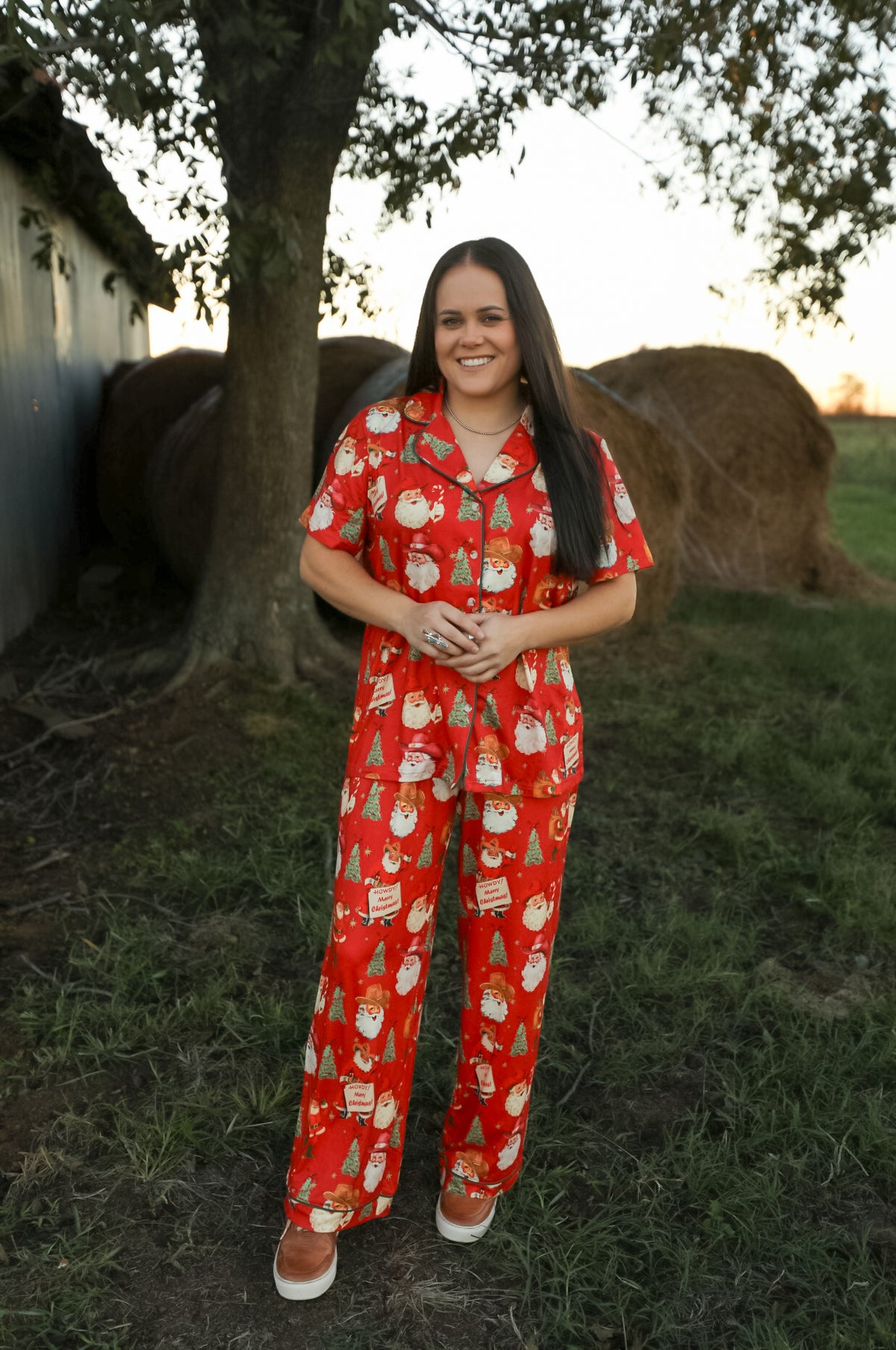 Cowboy Clause Pajama Set-Lounge / Activewear-Crooked Horn Company, Online Women's Fashion Boutique in San Tan Valley, Arizona 85140