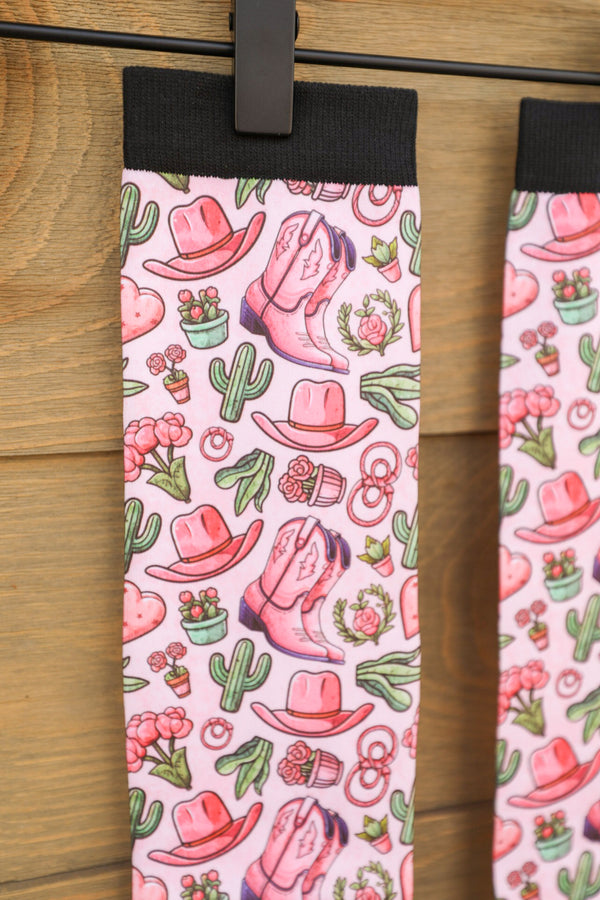 Cactus Cowgirl Socks-Accessories-Crooked Horn Company, Online Women's Fashion Boutique in San Tan Valley, Arizona 85140