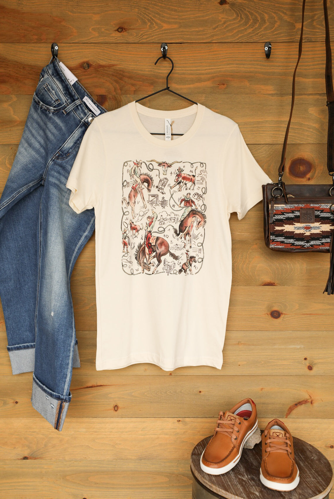 Ride 'em Cowboy Tee-Graphic Tee-Crooked Horn Company, Online Women's Fashion Boutique in San Tan Valley, Arizona 85140