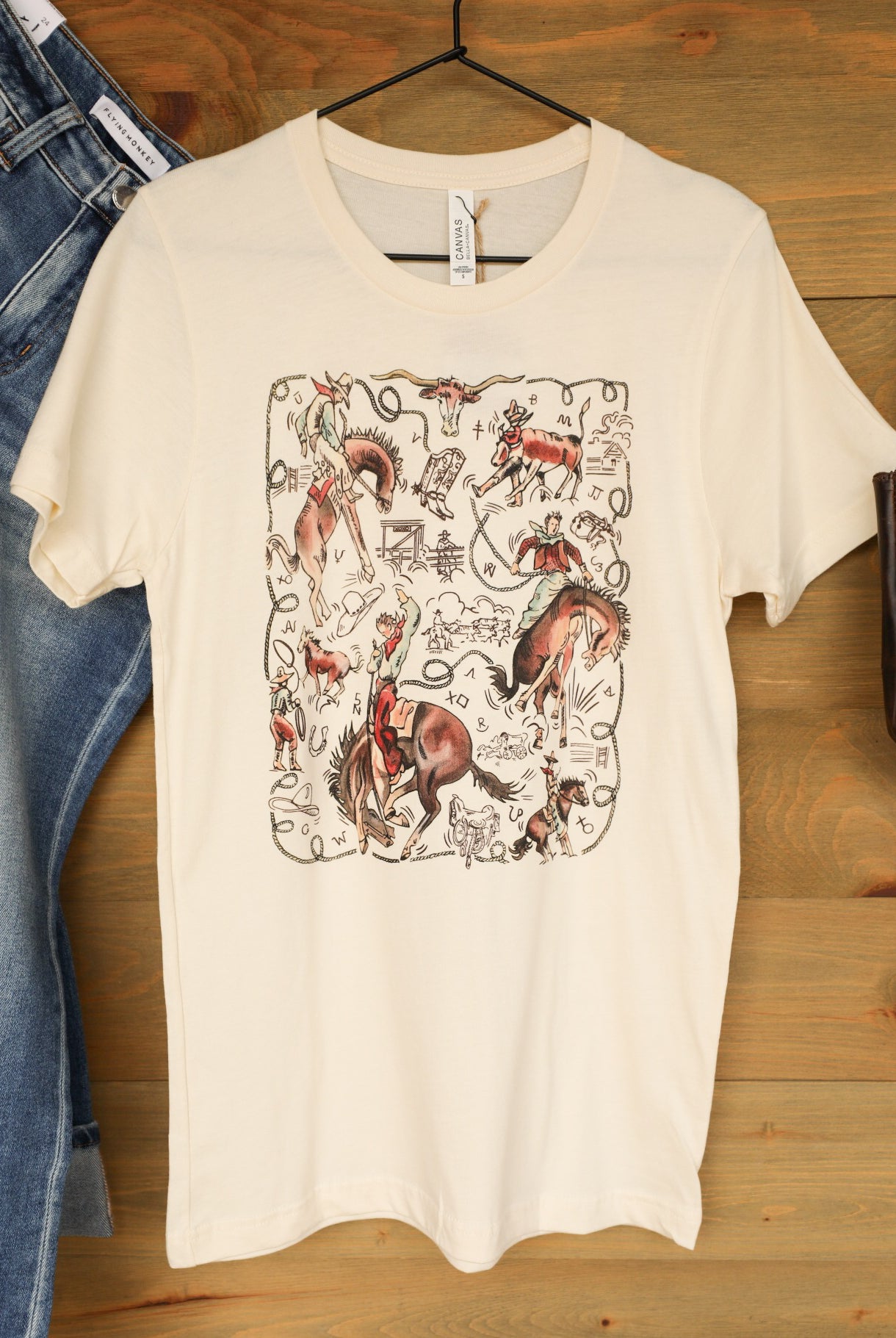 Ride 'em Cowboy Tee-Graphic Tee-Crooked Horn Company, Online Women's Fashion Boutique in San Tan Valley, Arizona 85140
