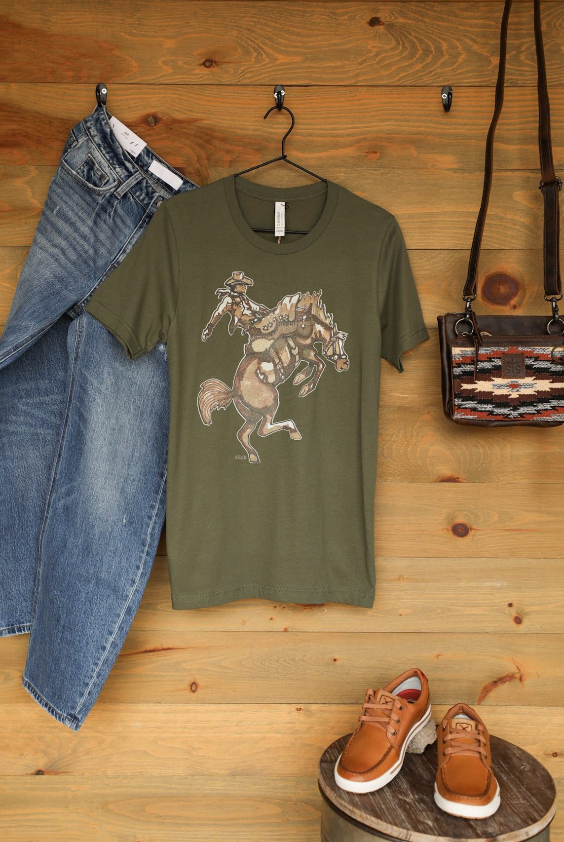 Bronc Tee-Graphic Tee-Crooked Horn Company, Online Women's Fashion Boutique in San Tan Valley, Arizona 85140