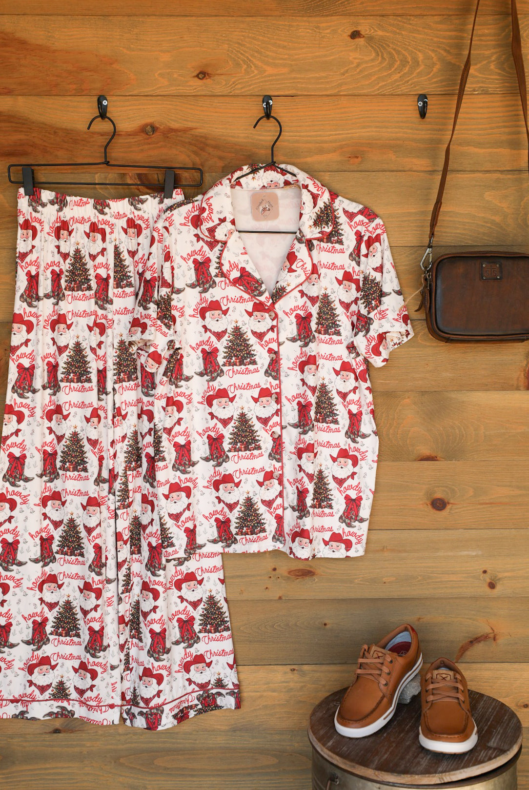 Bandana Santa Pajama Set-Lounge / Activewear-Crooked Horn Company, Online Women's Fashion Boutique in San Tan Valley, Arizona 85140