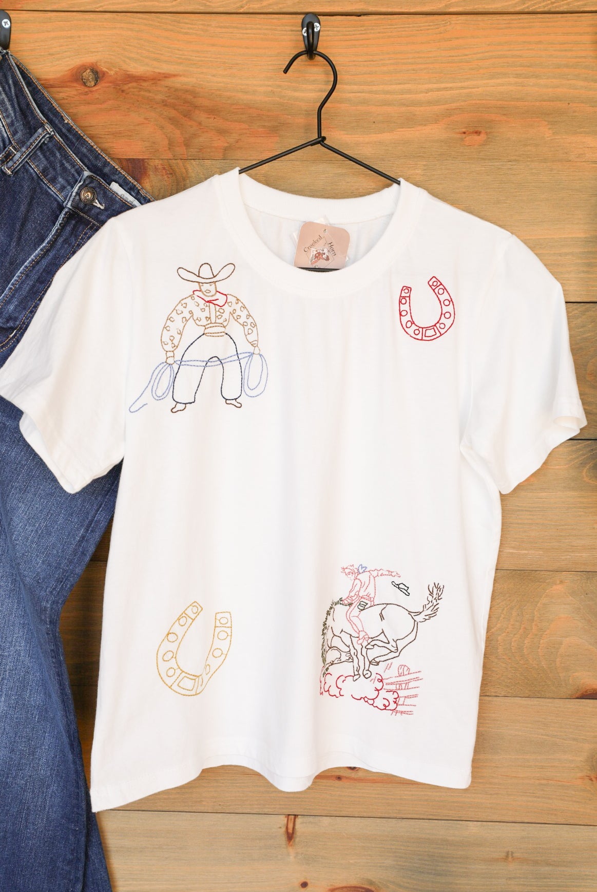 Roping Cowboy Top-Shirts-Crooked Horn Company, Online Women's Fashion Boutique in San Tan Valley, Arizona 85140
