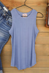 Cleo Stormy Blue Tank Top-Shirts-Crooked Horn Company, Online Women's Fashion Boutique in San Tan Valley, Arizona 85140