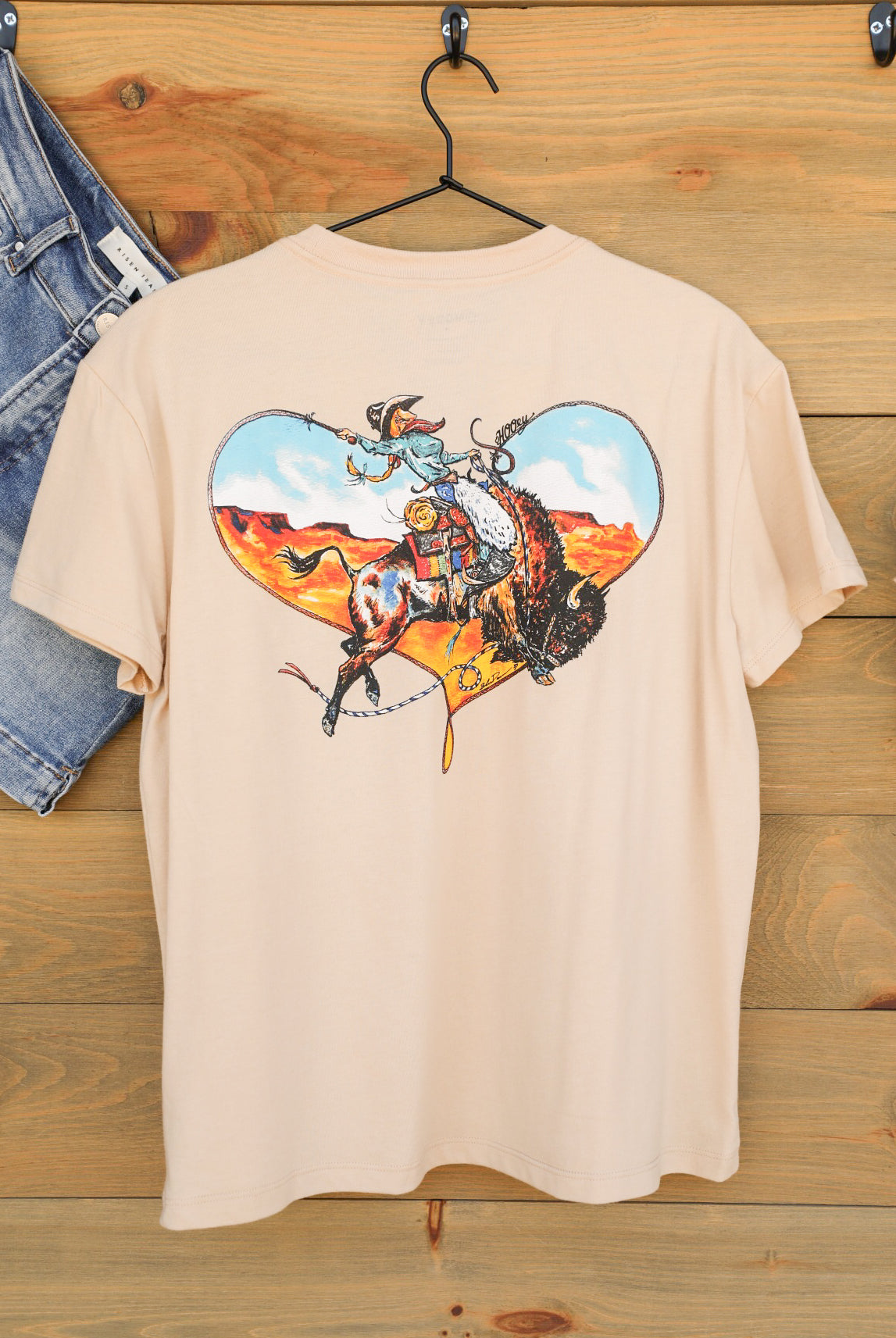 Buffalo Heart Tee-Graphic Tee-Crooked Horn Company, Online Women's Fashion Boutique in San Tan Valley, Arizona 85140