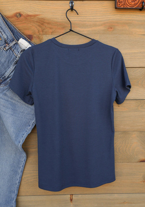 Alice Top Blue Indigo-Shirts-Crooked Horn Company, Online Women's Fashion Boutique in San Tan Valley, Arizona 85140