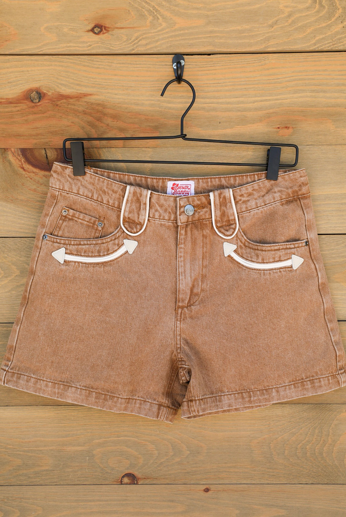 Arrow Denim Shorts-Shorts-Crooked Horn Company, Online Women's Fashion Boutique in San Tan Valley, Arizona 85140