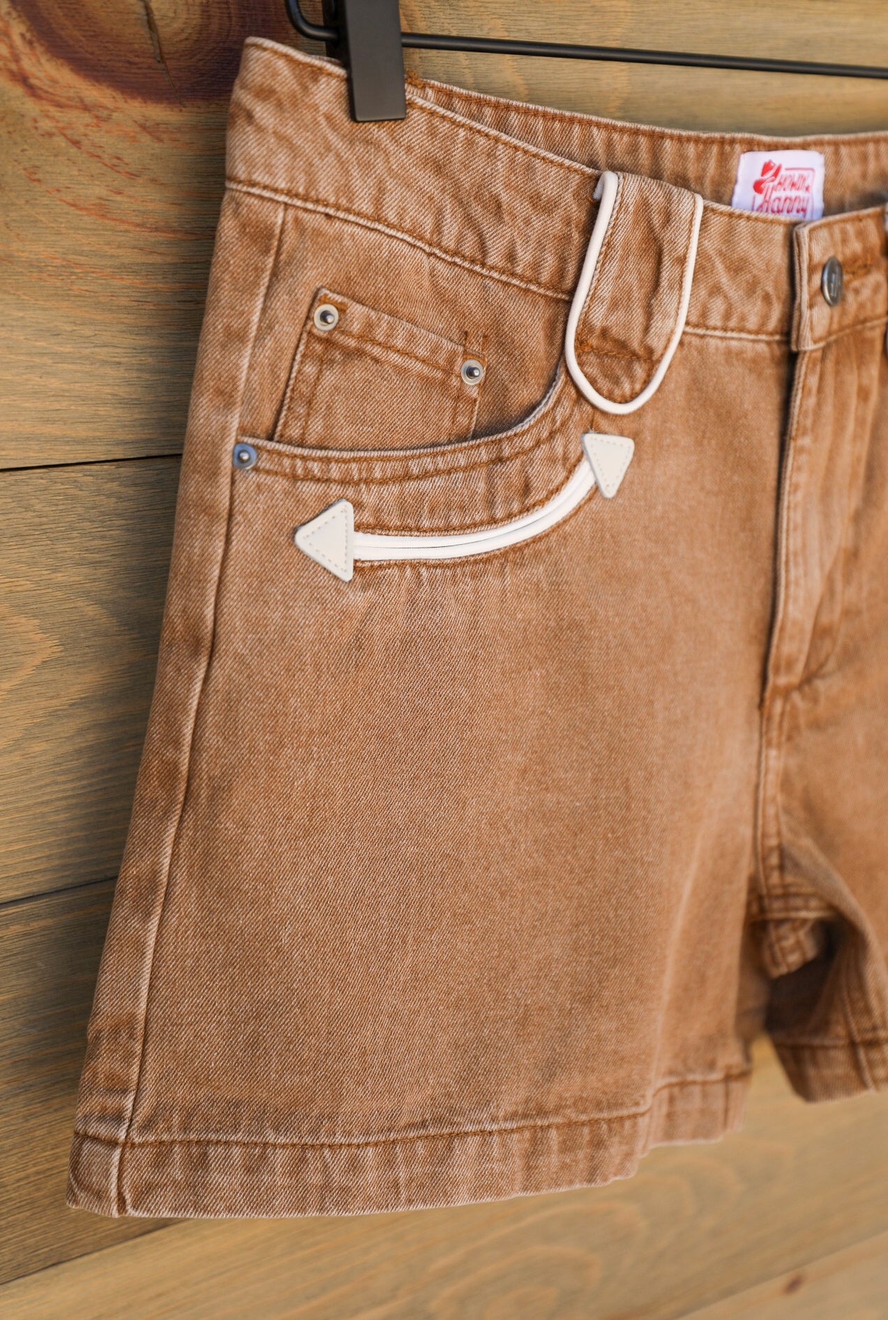 Arrow Denim Shorts-Shorts-Crooked Horn Company, Online Women's Fashion Boutique in San Tan Valley, Arizona 85140