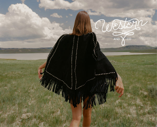 Midnight Special Studded Cape-Jacket-Crooked Horn Company, Online Women's Fashion Boutique in San Tan Valley, Arizona 85140