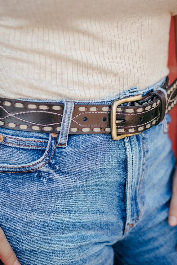Buckstitch Belt-Accessories-Crooked Horn Company, Online Women's Fashion Boutique in San Tan Valley, Arizona 85140
