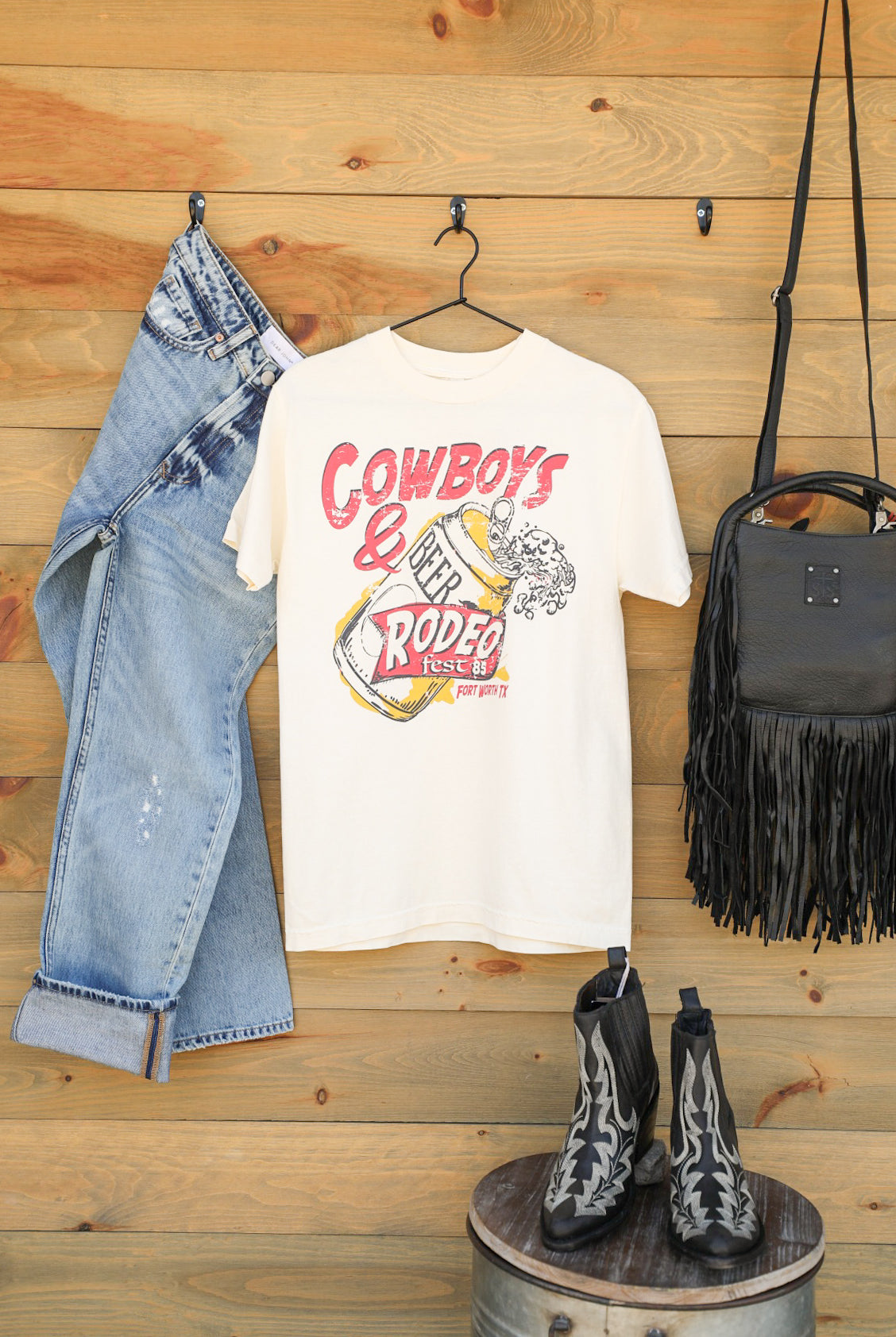 Cowboys & Beer Tee-Graphic Tee-Crooked Horn Company, Online Women's Fashion Boutique in San Tan Valley, Arizona 85140