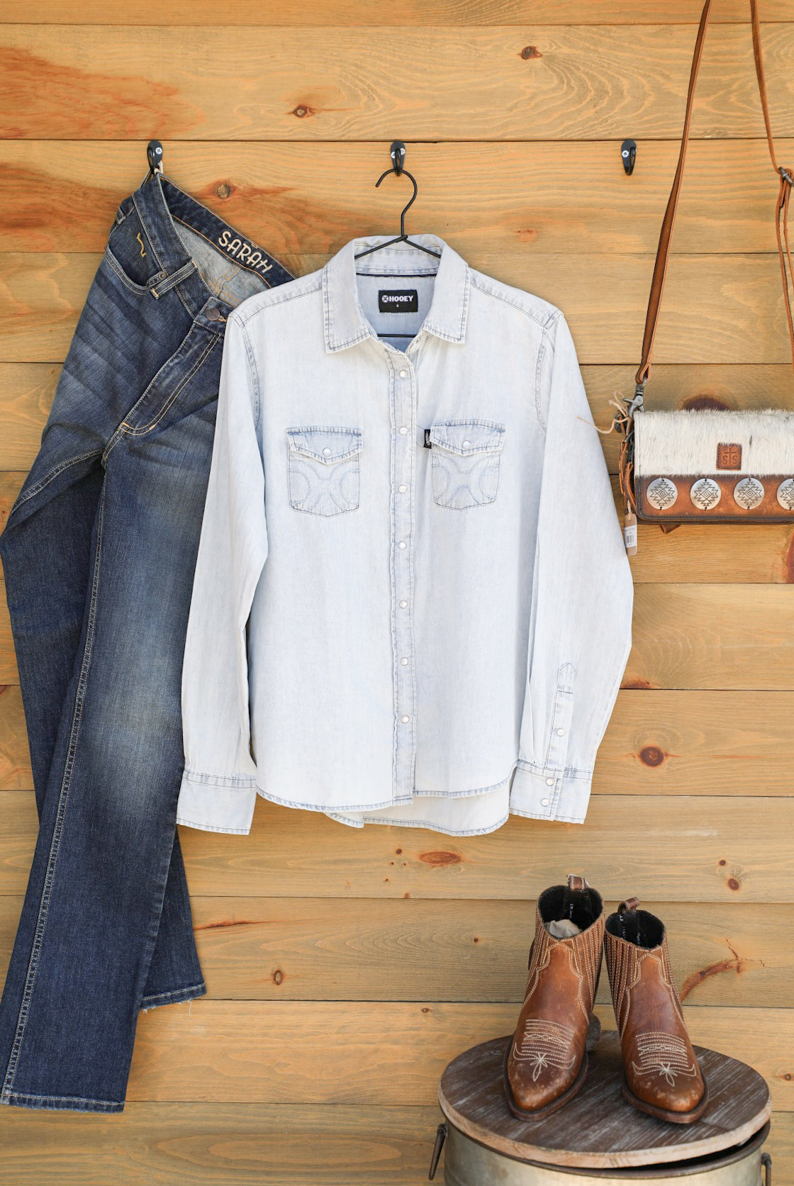 Del Denim Top-Shirts-Crooked Horn Company, Online Women's Fashion Boutique in San Tan Valley, Arizona 85140