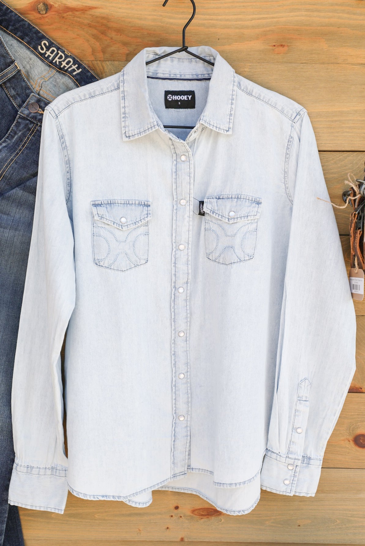 Del Denim Top-Shirts-Crooked Horn Company, Online Women's Fashion Boutique in San Tan Valley, Arizona 85140