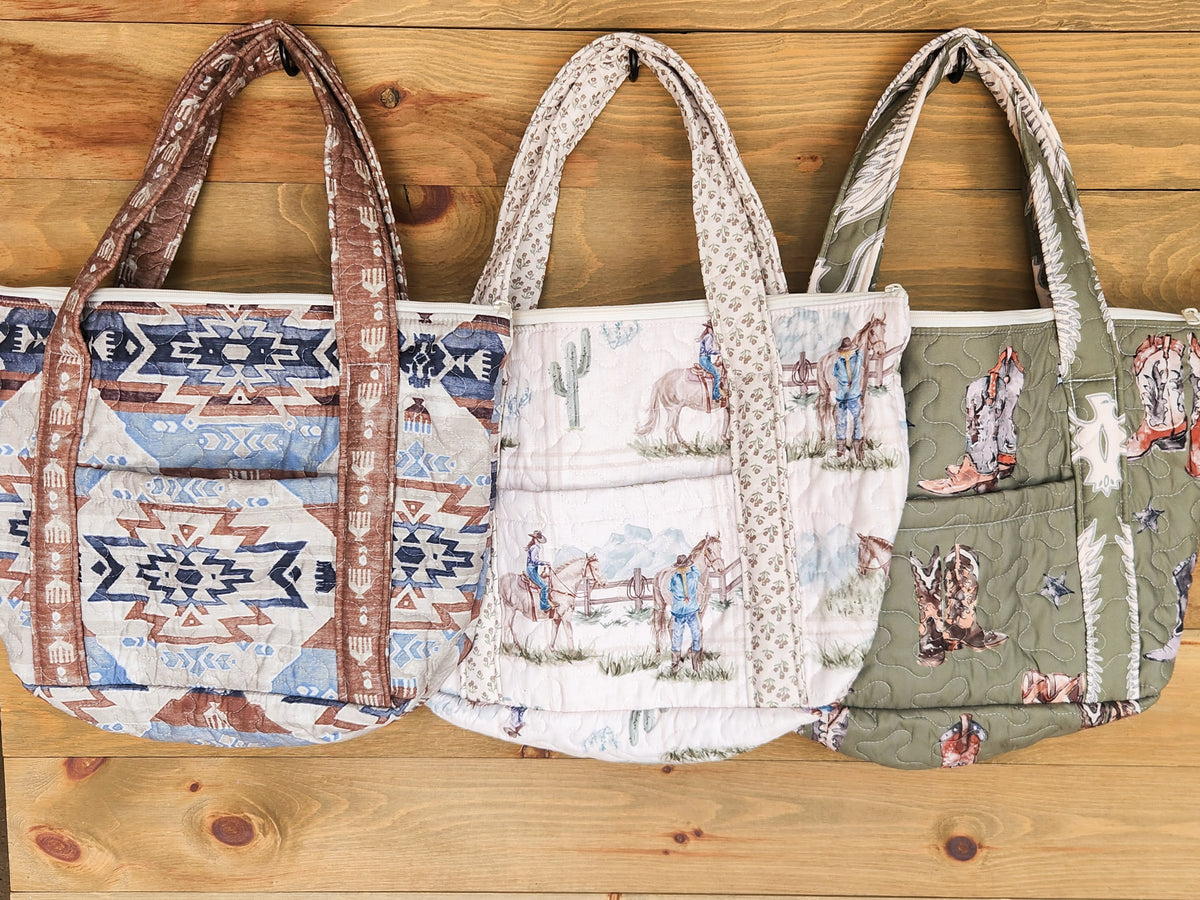 Quilted Zipper Tote-Purses/Bags-Crooked Horn Company, Online Women's Fashion Boutique in San Tan Valley, Arizona 85140