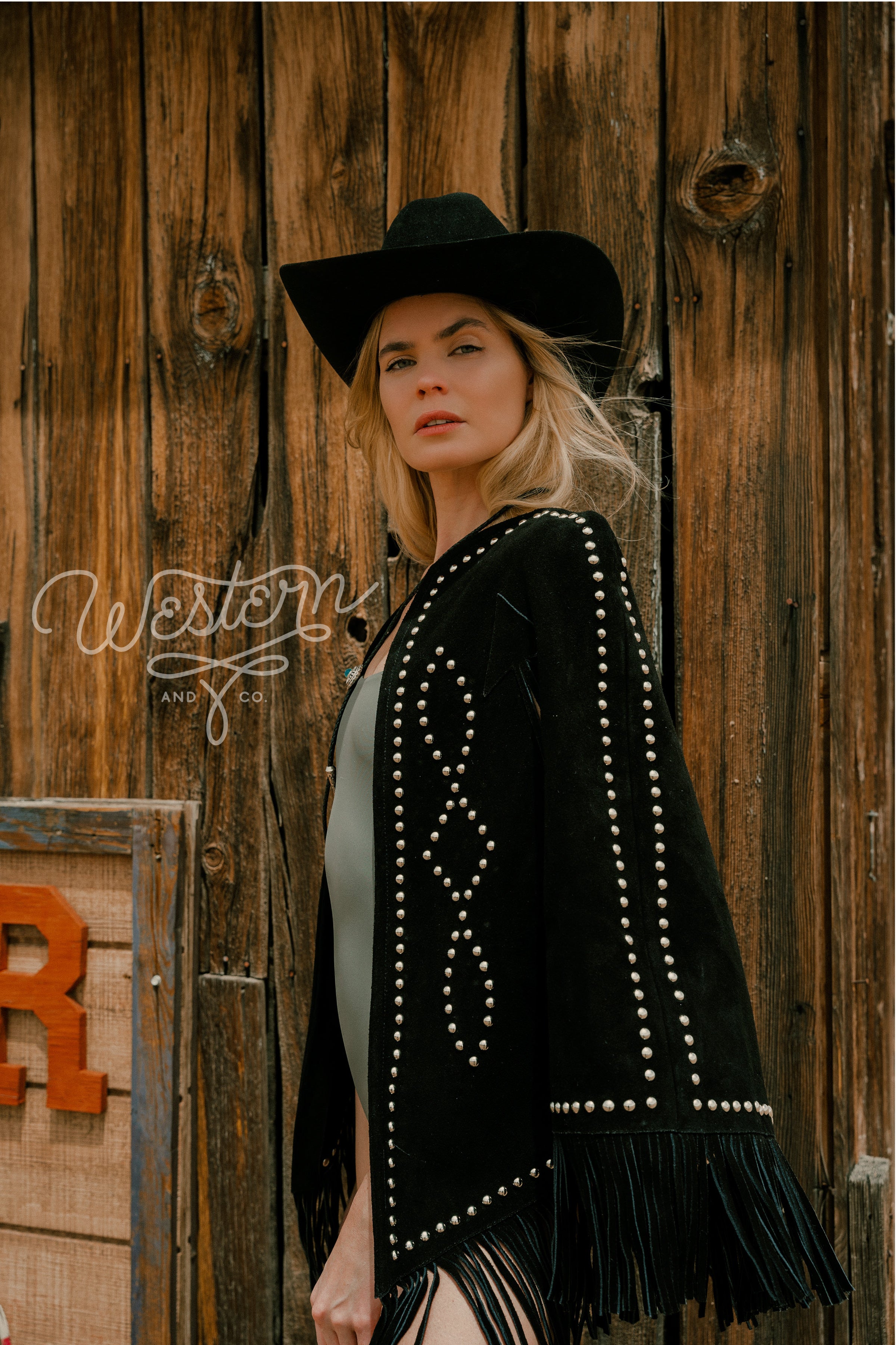 Midnight Special Studded Cape-Jacket-Crooked Horn Company, Online Women's Fashion Boutique in San Tan Valley, Arizona 85140