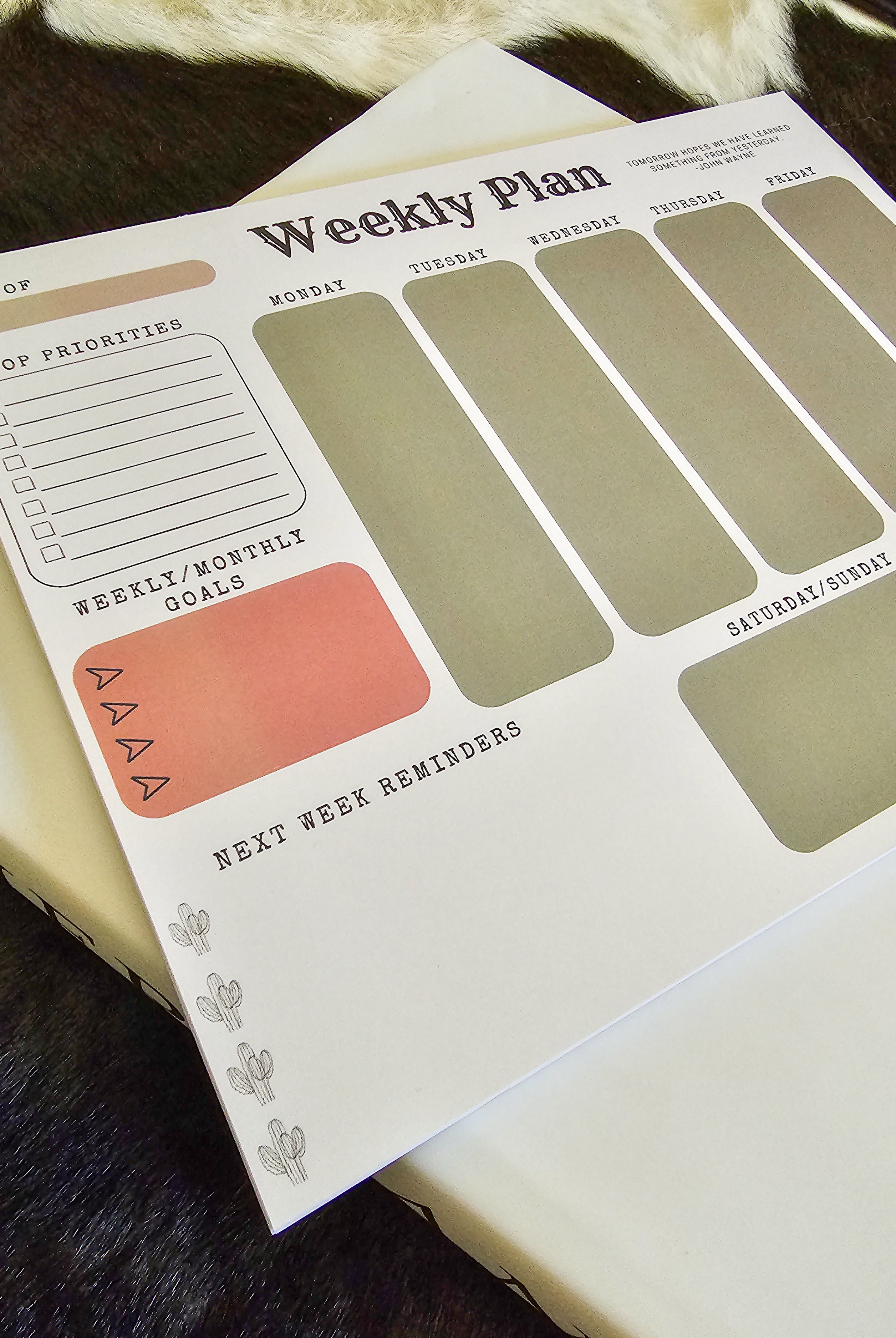 Weekly Plan Notepad-Stationery-Crooked Horn Company, Online Women's Fashion Boutique in San Tan Valley, Arizona 85140