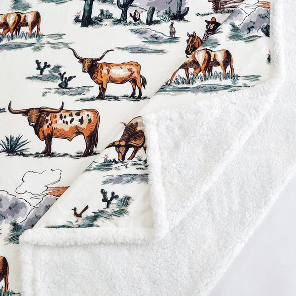 Ranch Life Sherpa Throw-Home Goods-Crooked Horn Company, Online Women's Fashion Boutique in San Tan Valley, Arizona 85140