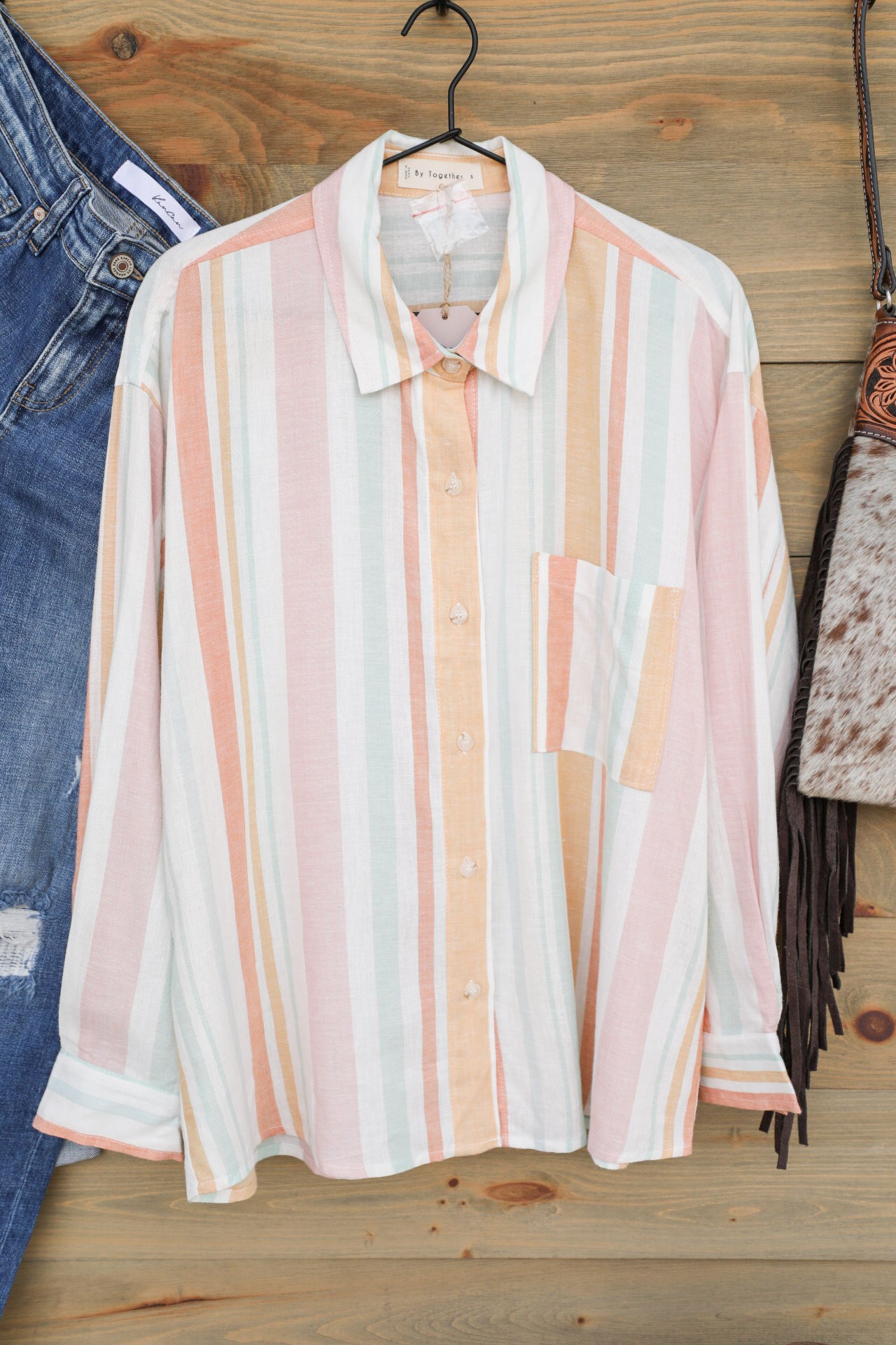 Lolly Stripe Top-Shirts-Crooked Horn Company, Online Women's Fashion Boutique in San Tan Valley, Arizona 85140