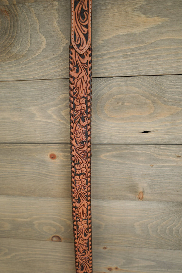Flower Tooled Belt-Accessories-Crooked Horn Company, Online Women's Fashion Boutique in San Tan Valley, Arizona 85140