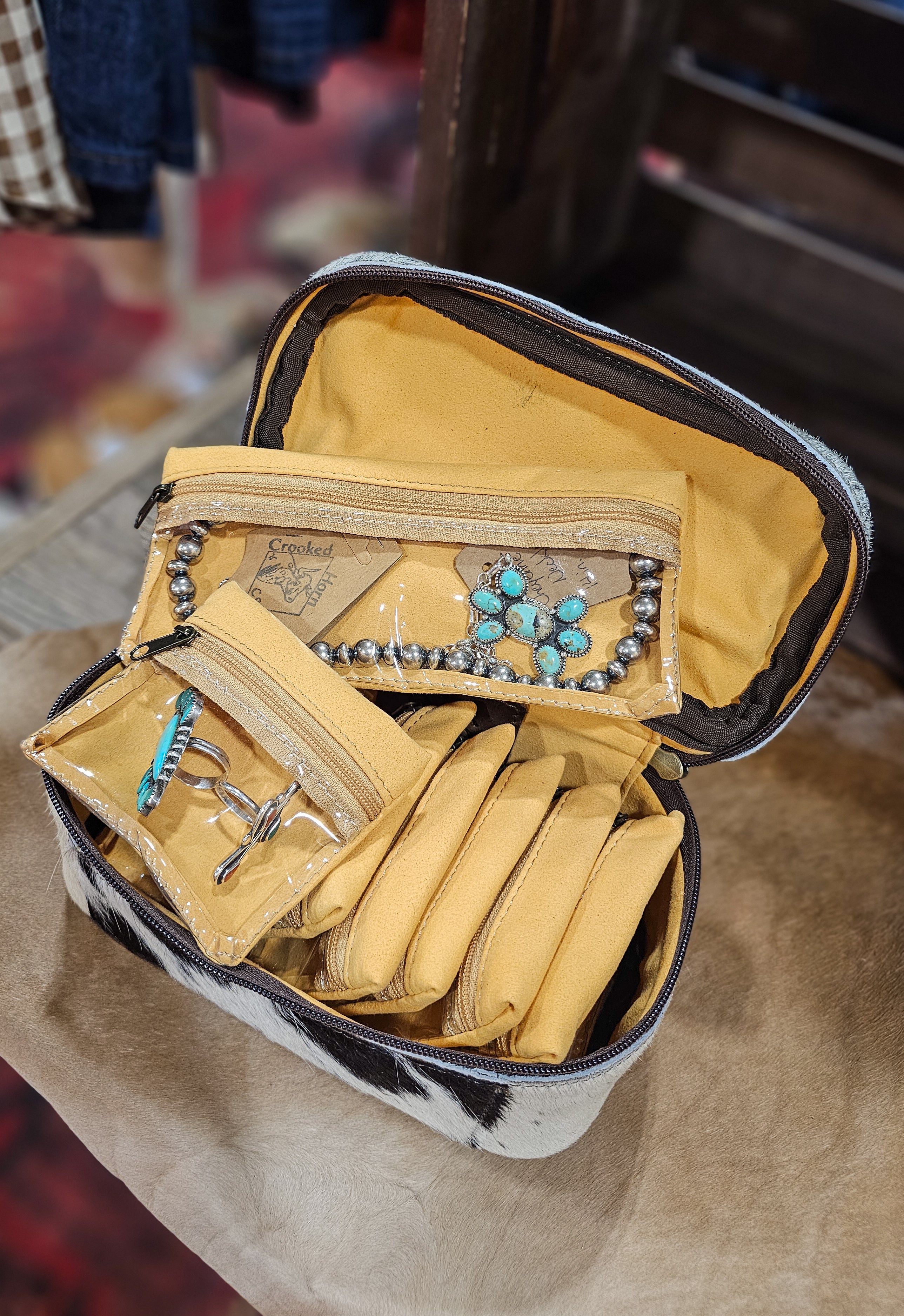 Cowhide Jewelry Organizer-Purses/Bags-Crooked Horn Company, Online Women's Fashion Boutique in San Tan Valley, Arizona 85140