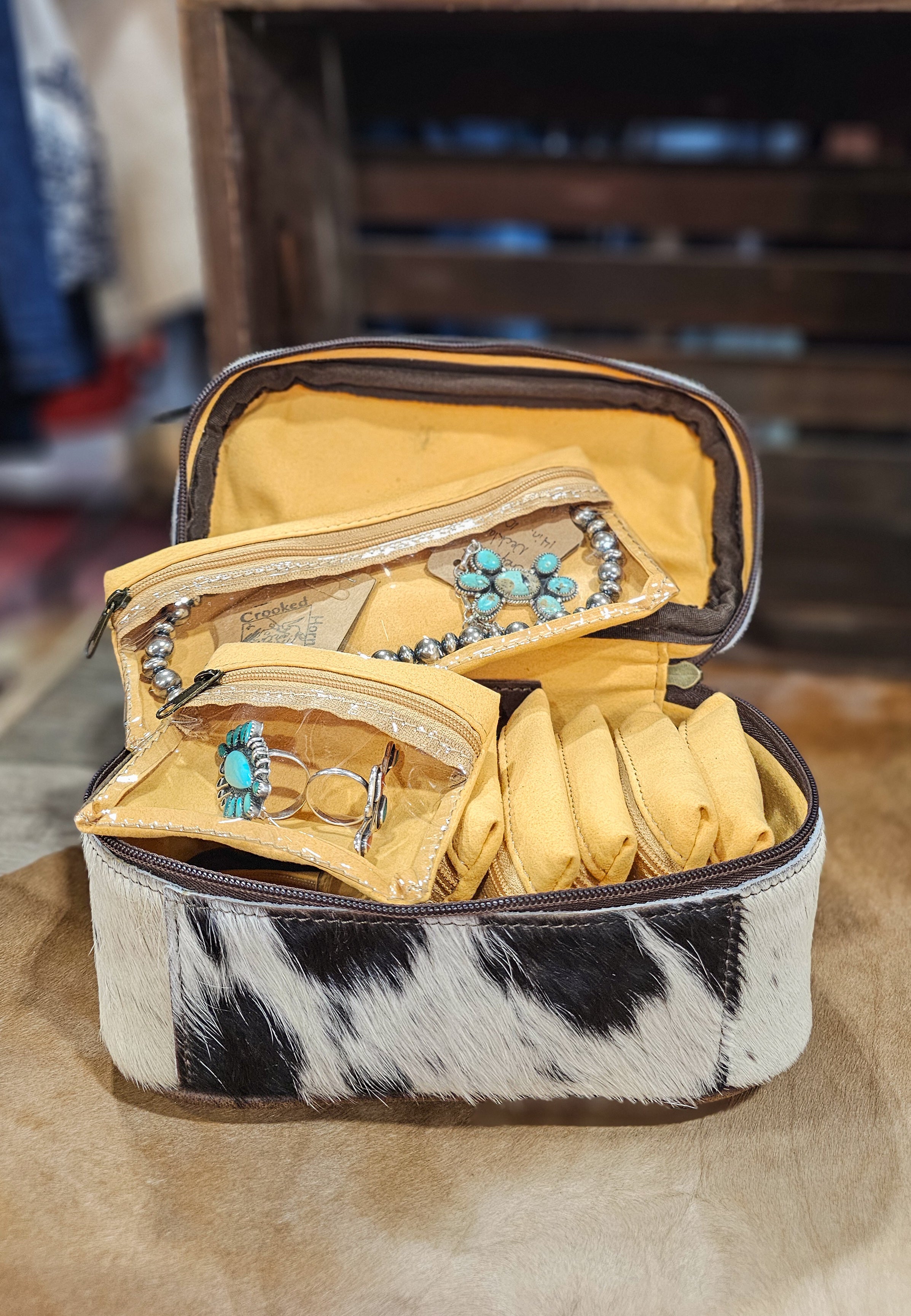Cowhide Jewelry Organizer-Purses/Bags-Crooked Horn Company, Online Women's Fashion Boutique in San Tan Valley, Arizona 85140