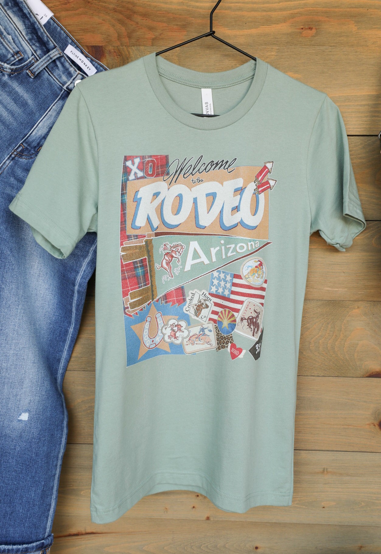 Arizona Pennant Patch Tee-Crooked Horn Company, Online Women's Fashion Boutique in San Tan Valley, Arizona 85140