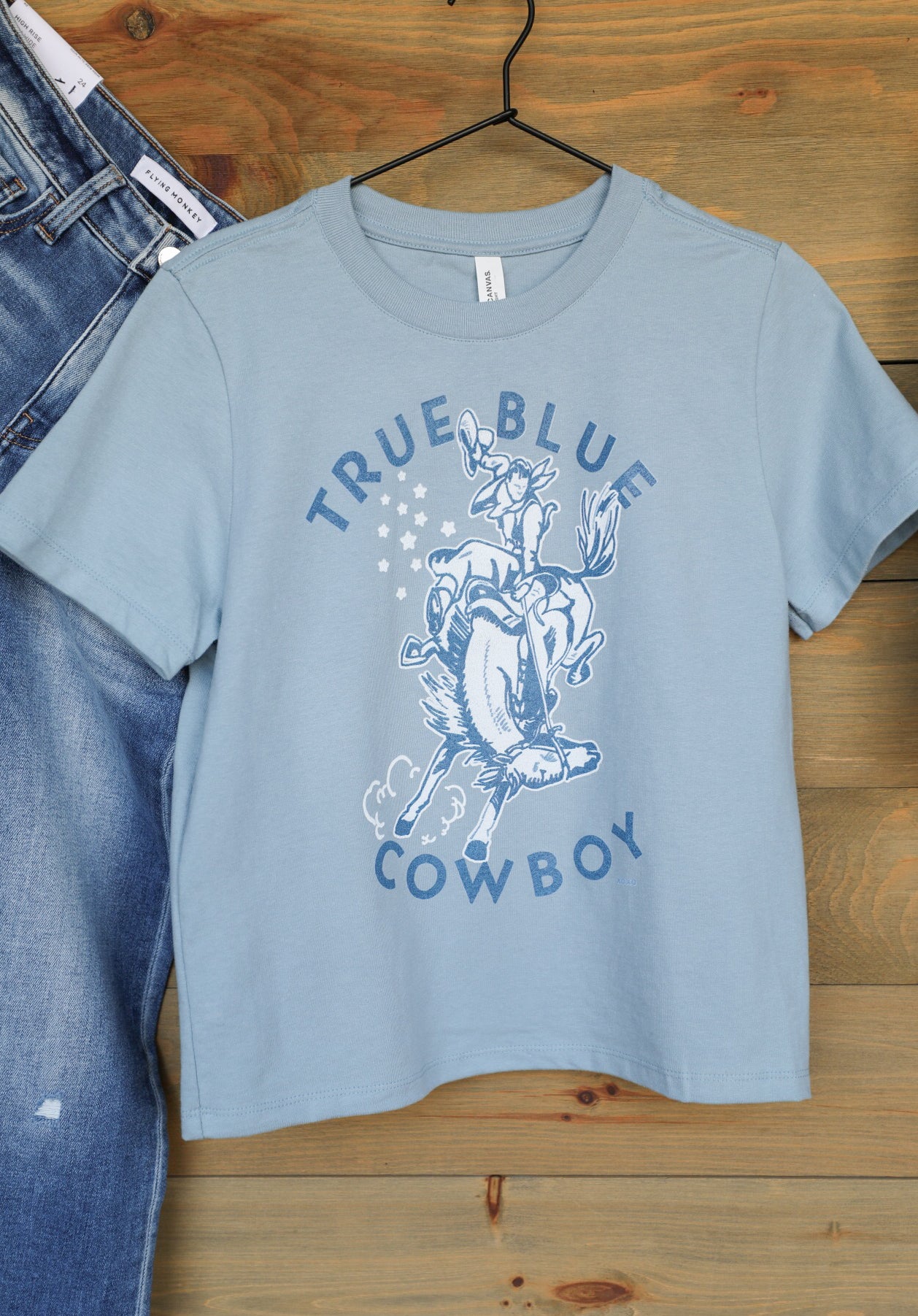 True Blue Cowboy Tee-Crooked Horn Company, Online Women's Fashion Boutique in San Tan Valley, Arizona 85140
