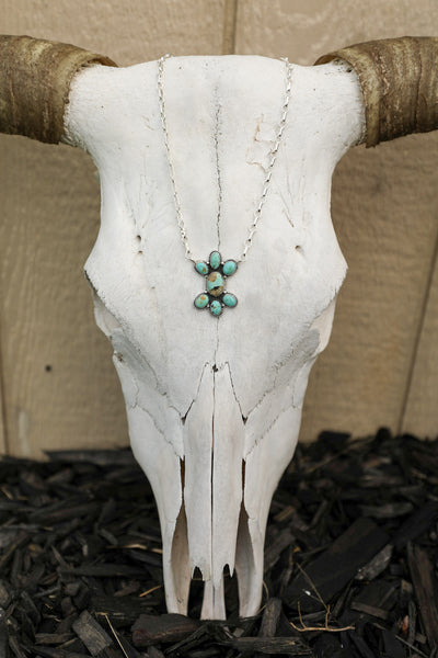 Leola Sonoran Turquoise Necklace | Silver Cluster | Crooked Horn