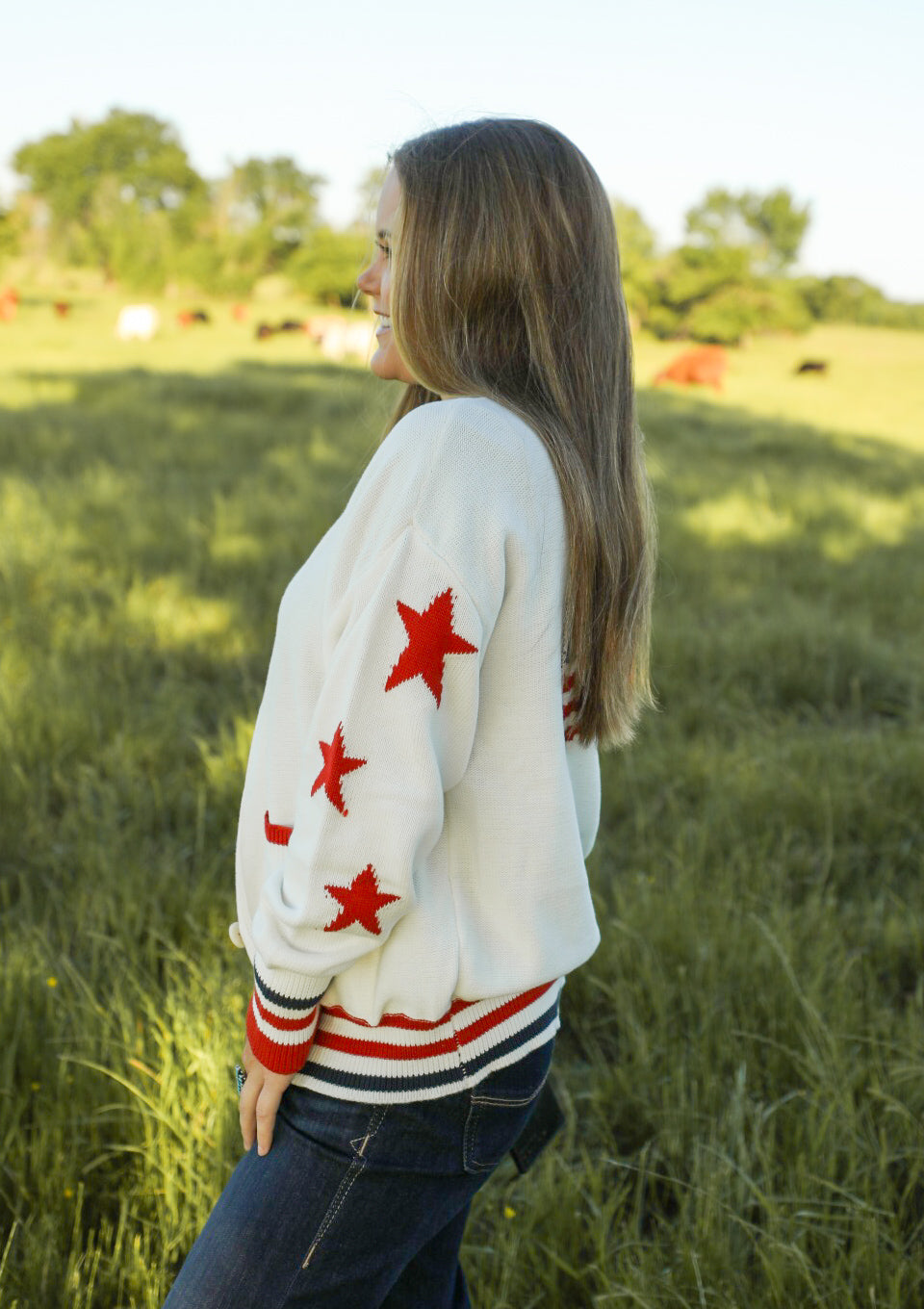 Stars & Stripes Cardigan-Jacket-Crooked Horn Company, Online Women's Fashion Boutique in San Tan Valley, Arizona 85140