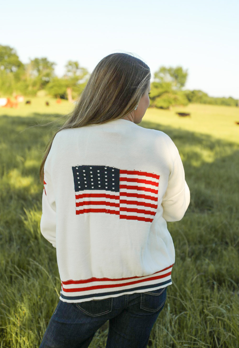 Stars & Stripes Cardigan-Jacket-Crooked Horn Company, Online Women's Fashion Boutique in San Tan Valley, Arizona 85140