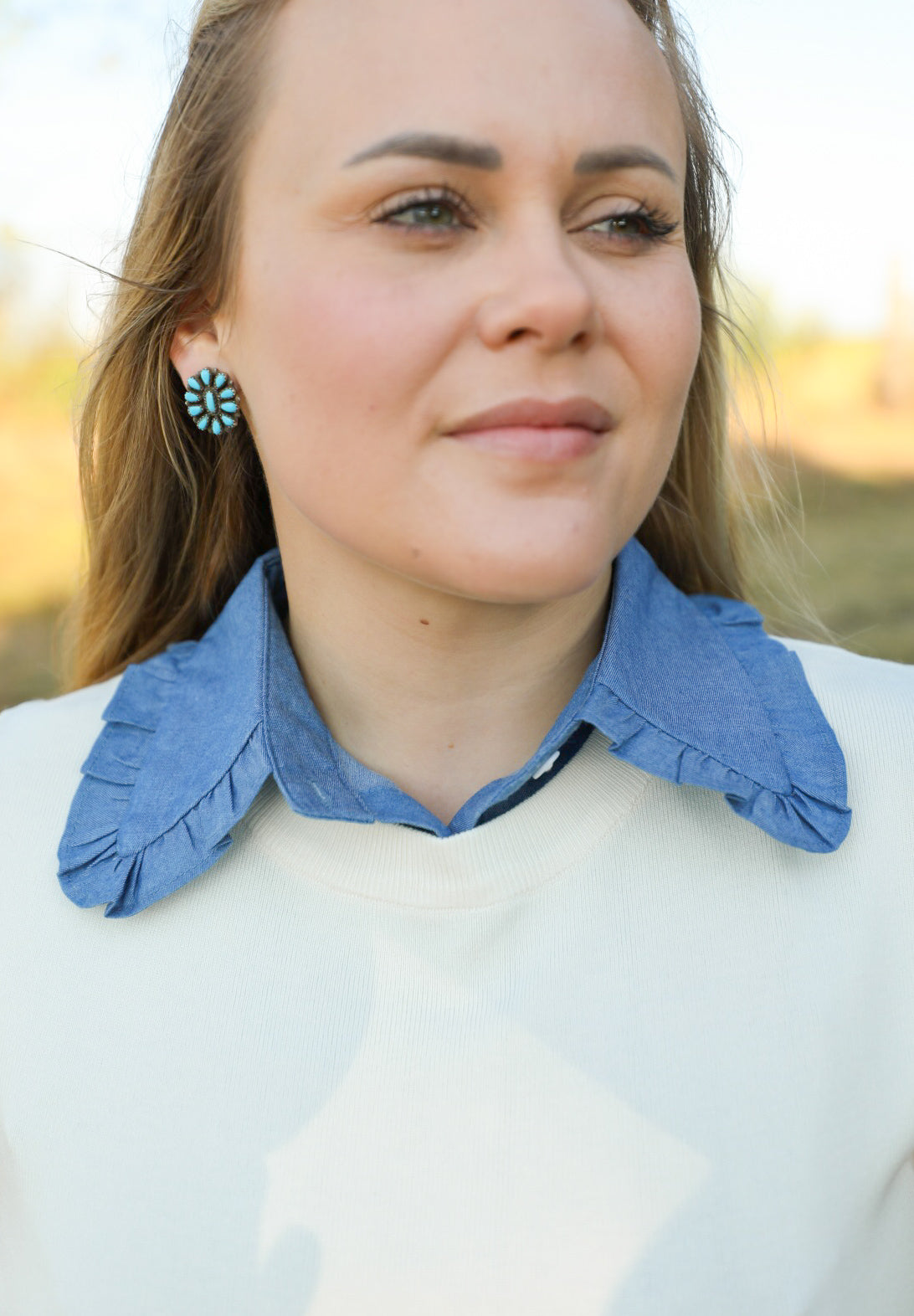 Denim Ruffle Collar-Accessories-Crooked Horn Company, Online Women's Fashion Boutique in San Tan Valley, Arizona 85140