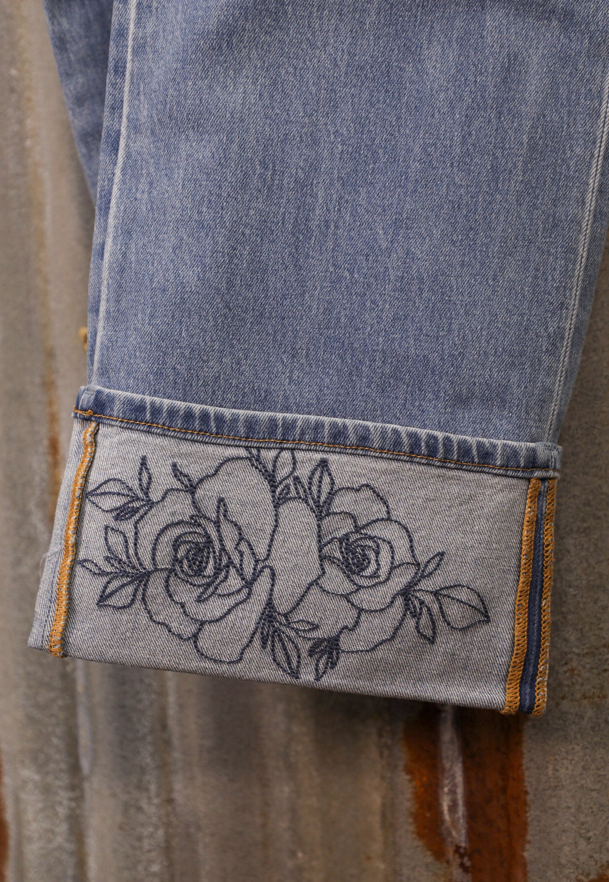 Rowdy Rose Cuff Jeans-Pants-Crooked Horn Company, Online Women's Fashion Boutique in San Tan Valley, Arizona 85140