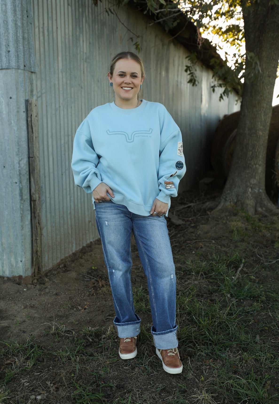 Saguaro Patch Sweatshirt-Shirts-Crooked Horn Company, Online Women's Fashion Boutique in San Tan Valley, Arizona 85140