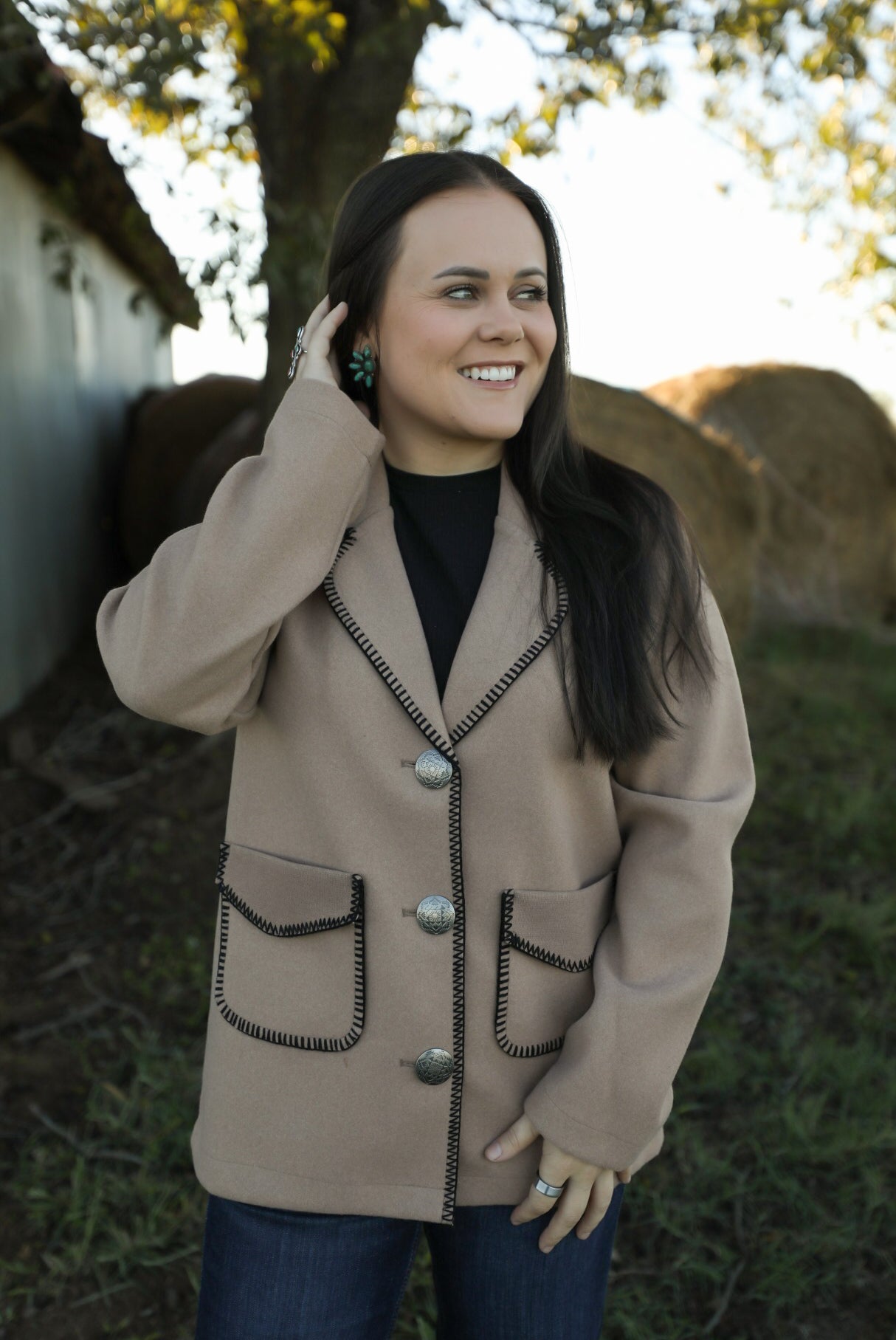 Whipstitch Blazer-Jacket-Crooked Horn Company, Online Women's Fashion Boutique in San Tan Valley, Arizona 85140